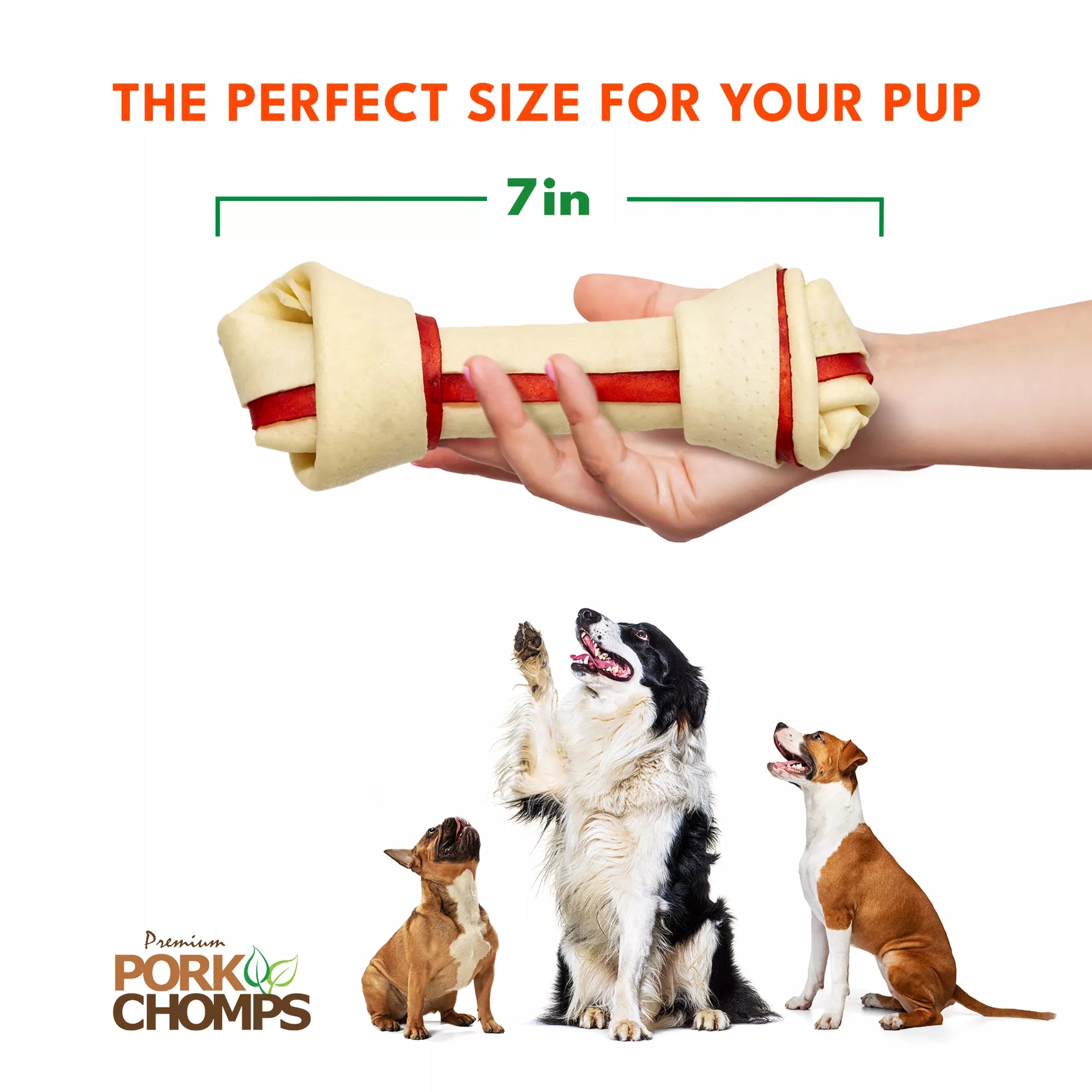 Pork Chomps Rawhide Free Bones Dog Treat - Bacon