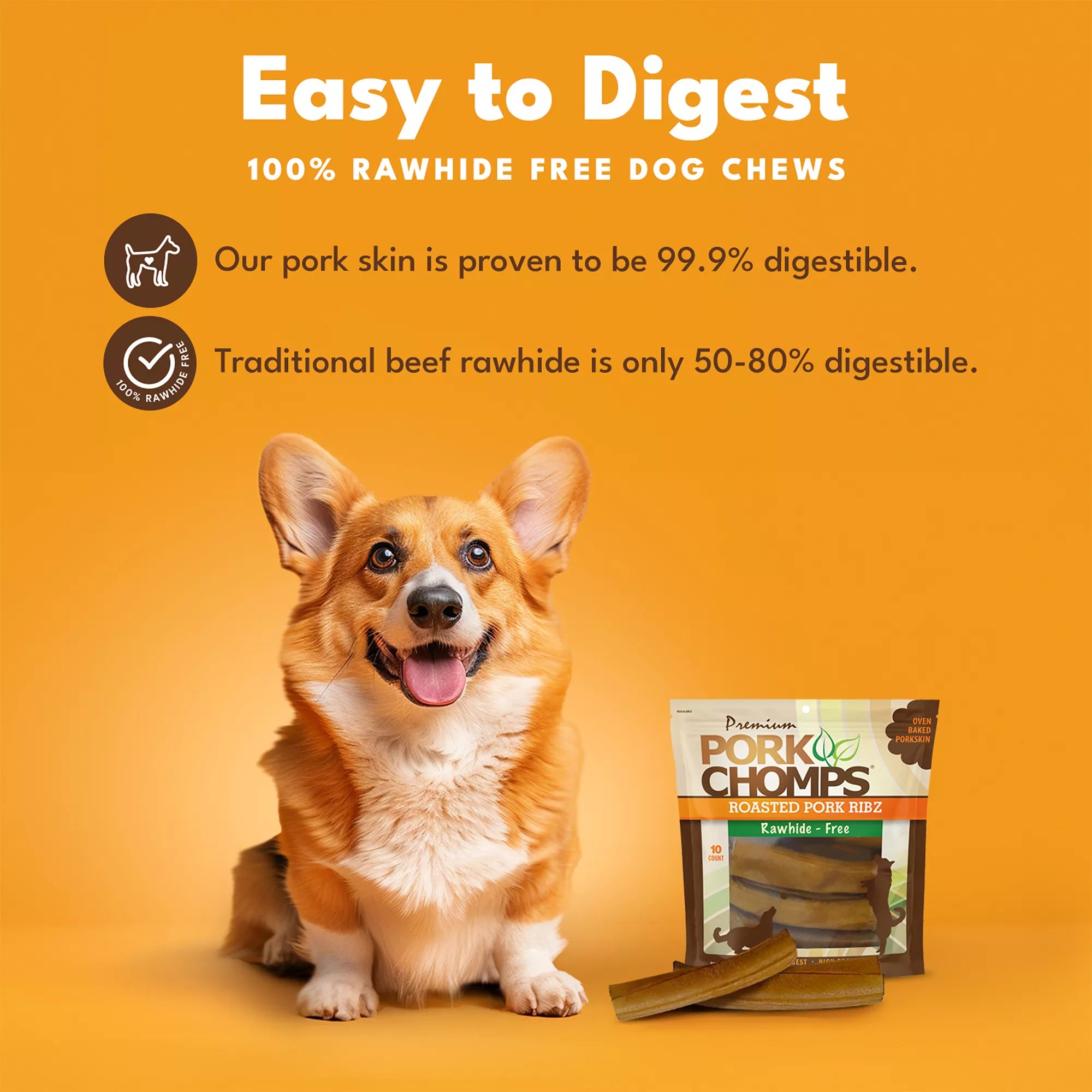 Pork Chomps Roasted Pork Ribz Rawhide Free Dog Treat