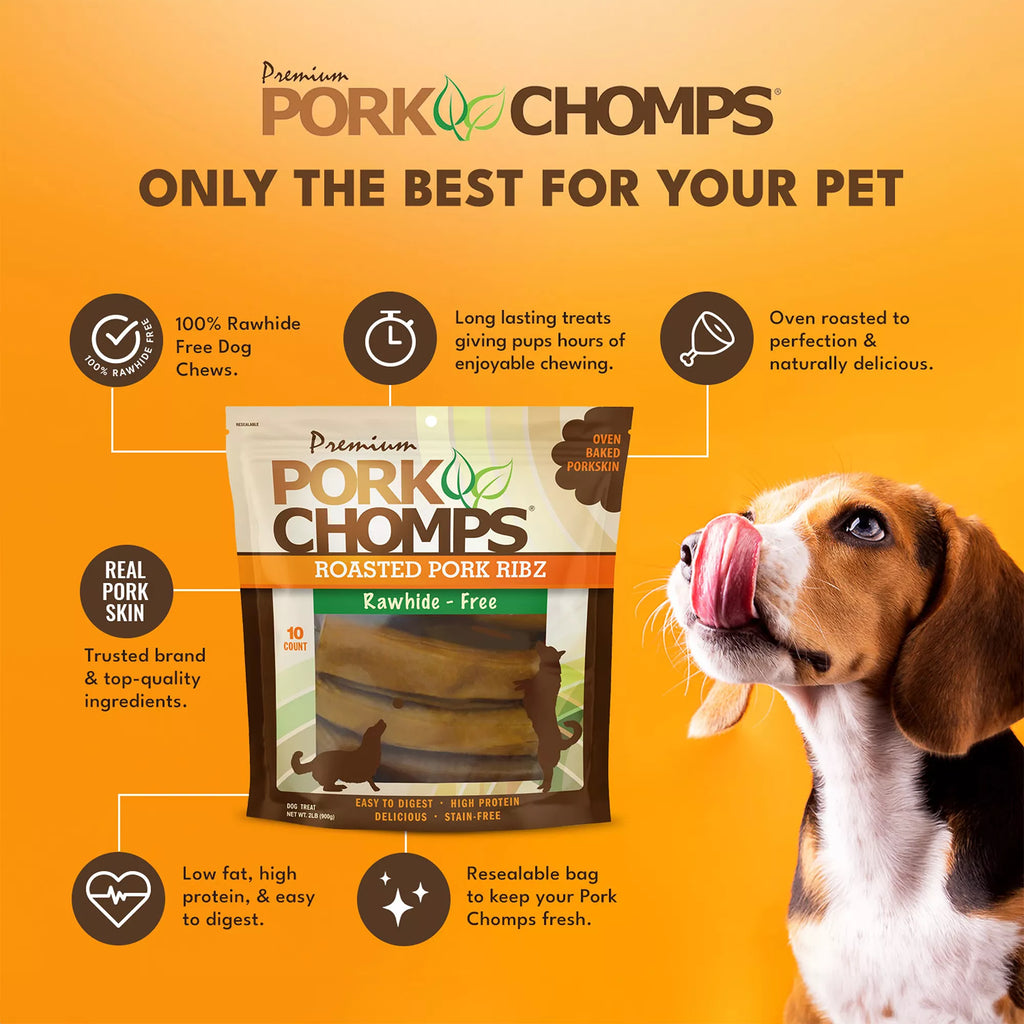Pork Chomps Roasted Pork Ribz Rawhide Free Dog Treat