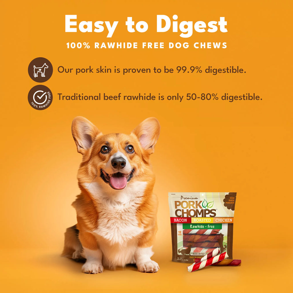 Pork Chomps Rawhide Free Twists Dog Treat - Assorted