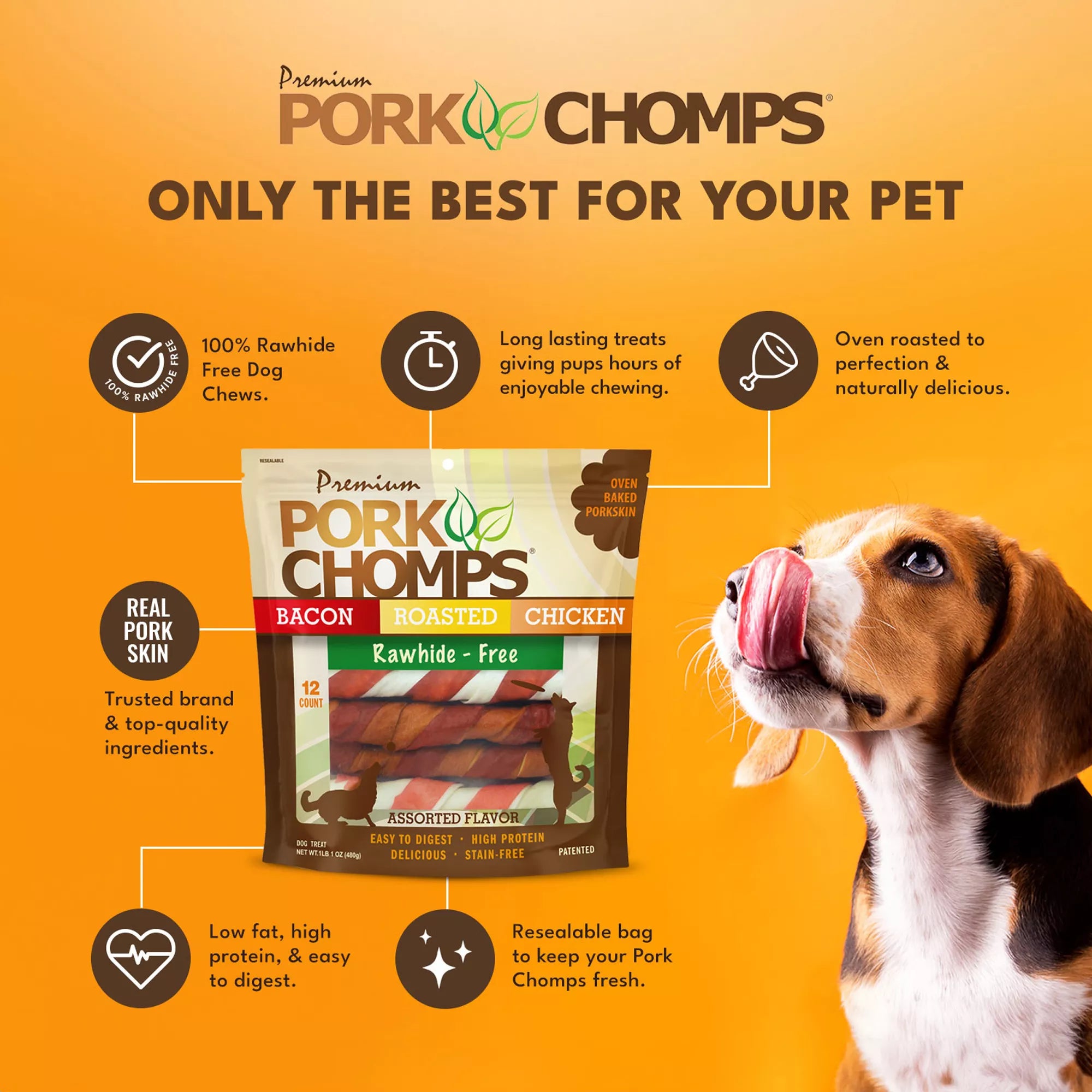 Pork Chomps Rawhide Free Twists Dog Treat - Assorted
