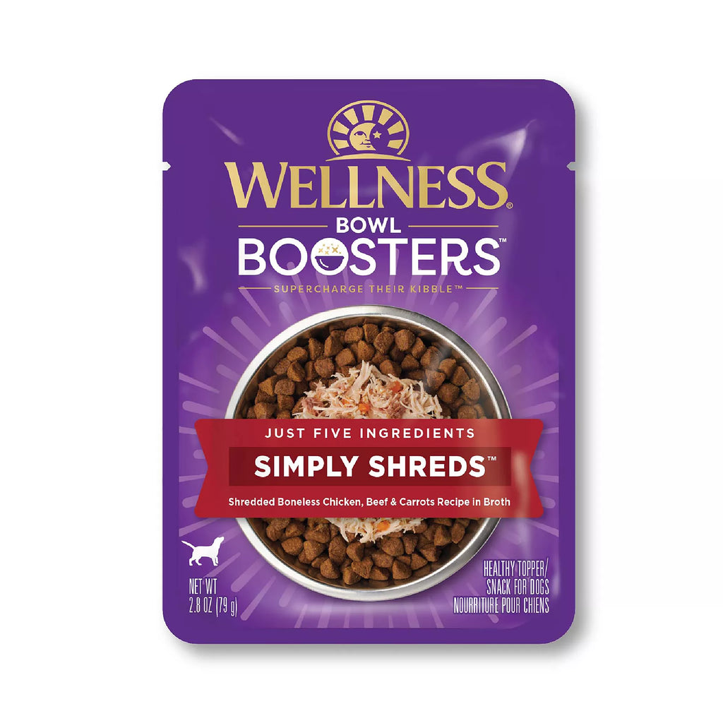 Wellness Bowl Boosters Simply Shreds All Life Stage Dog Food Topper - Grain-Free Pet Food, Chicken & Beef