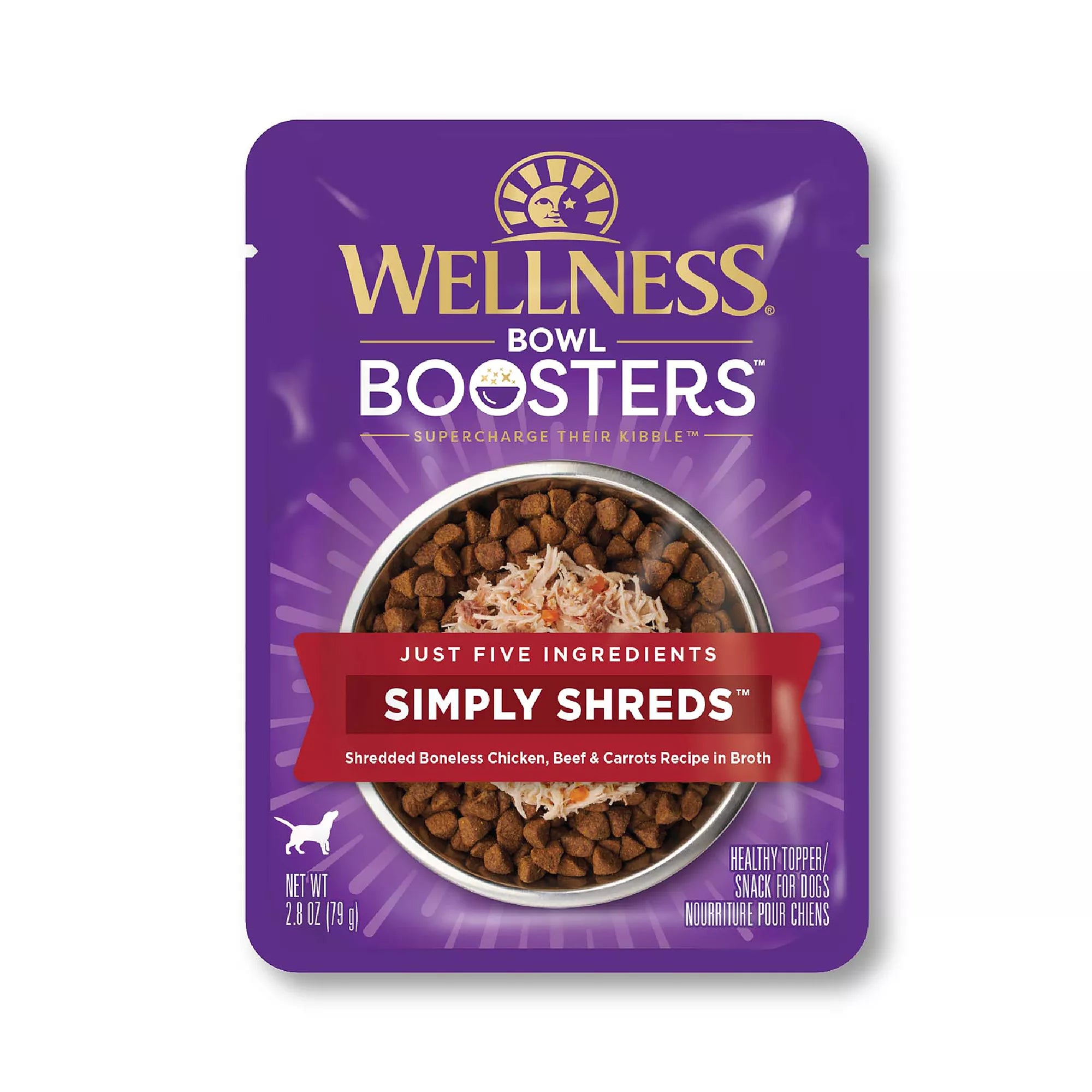 Wellness Bowl Boosters Simply Shreds All Life Stage Dog Food Topper - Grain-Free Pet Food, Chicken & Beef