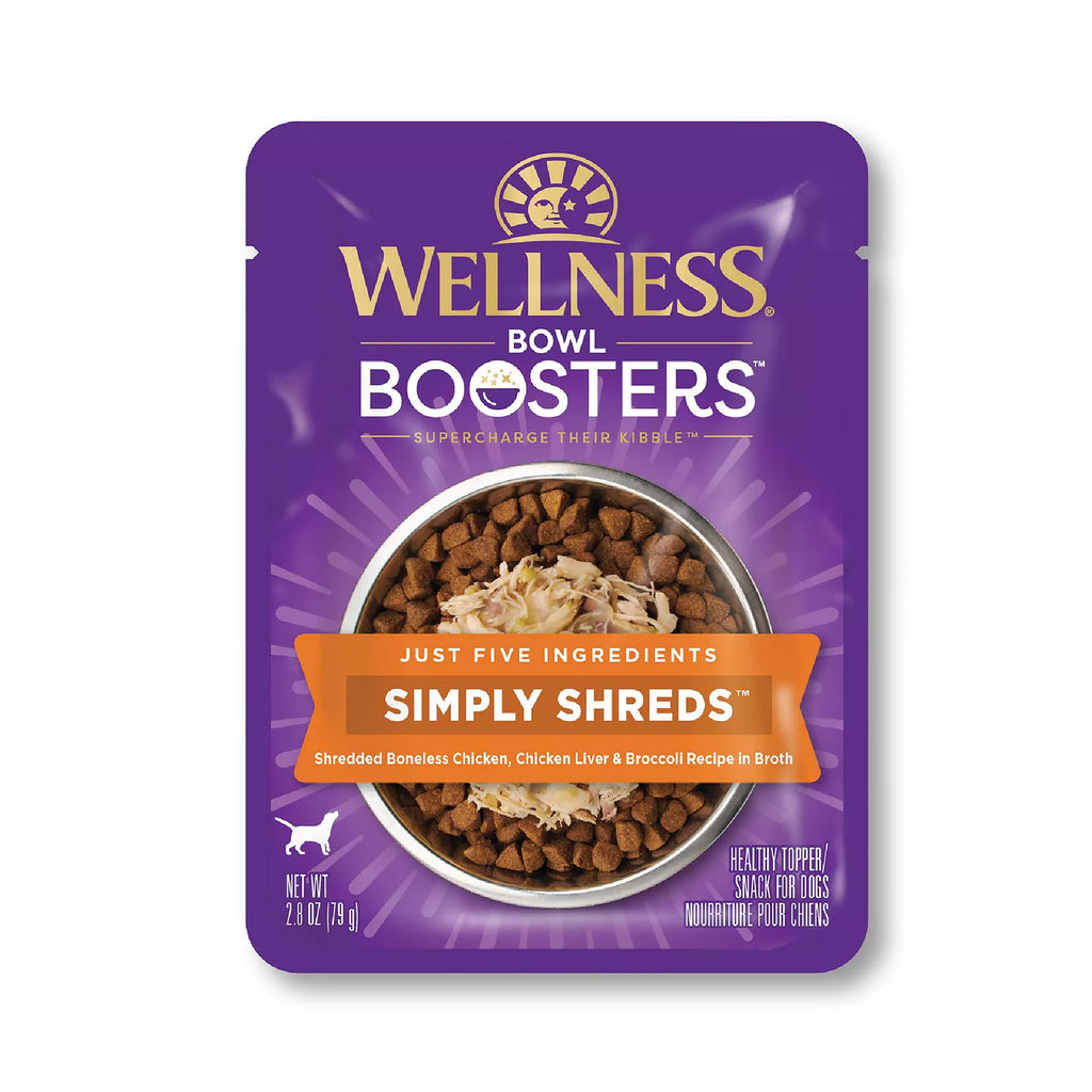 Wellness Bowl Boosters Simply Shreds All Life Stage Dog Food Topper - Grain-Free Pet Food, Chicken & Liver