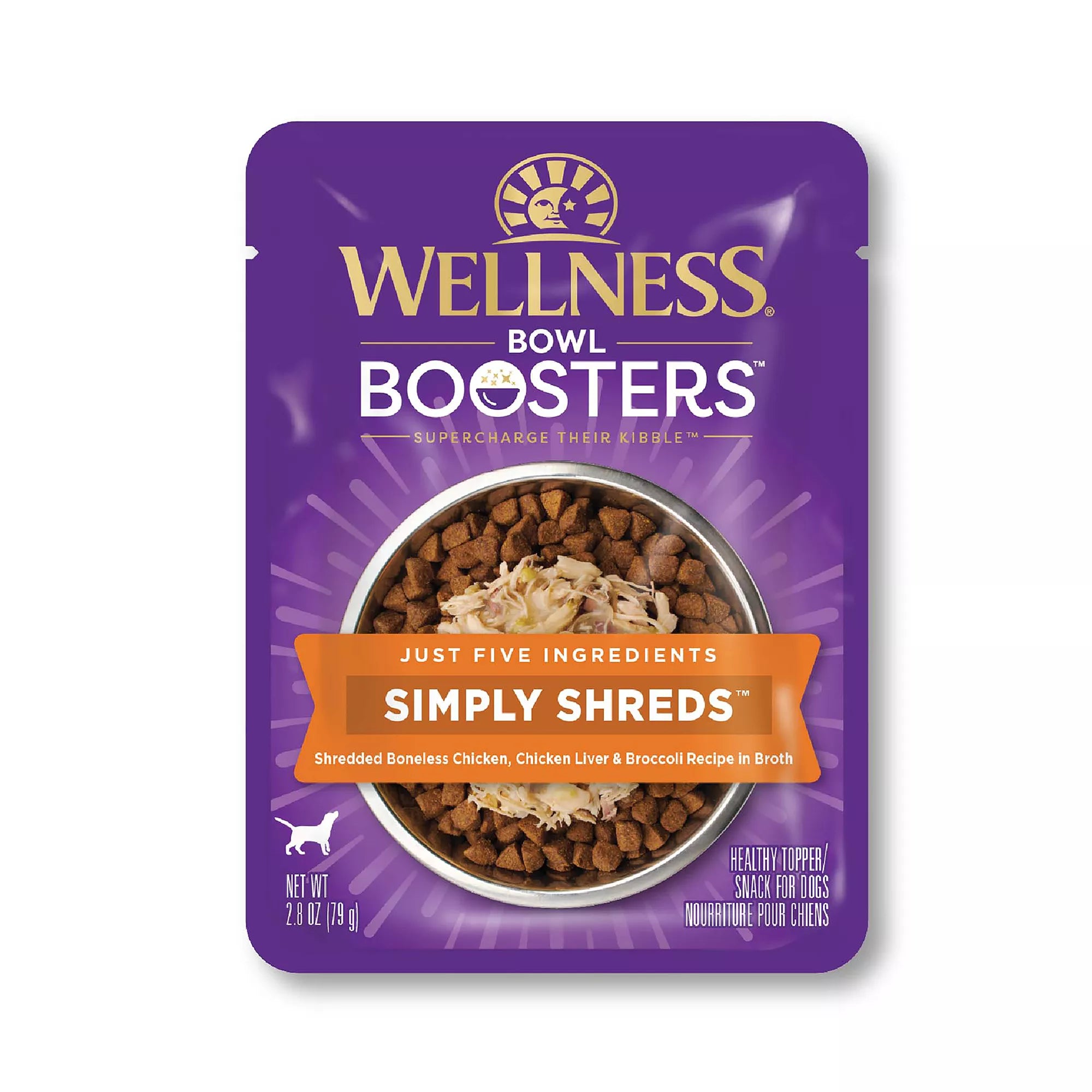 Wellness Bowl Boosters Simply Shreds All Life Stage Dog Food Topper - Grain-Free Pet Food, Chicken & Liver