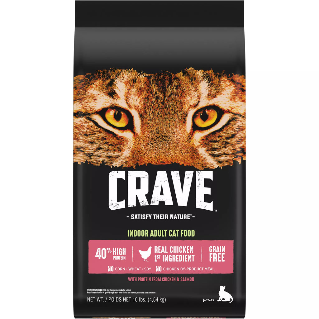 Crave High Protein Indoor Adult Dry Cat Food - Grain-Free Pet Food, Chicken & Salmon