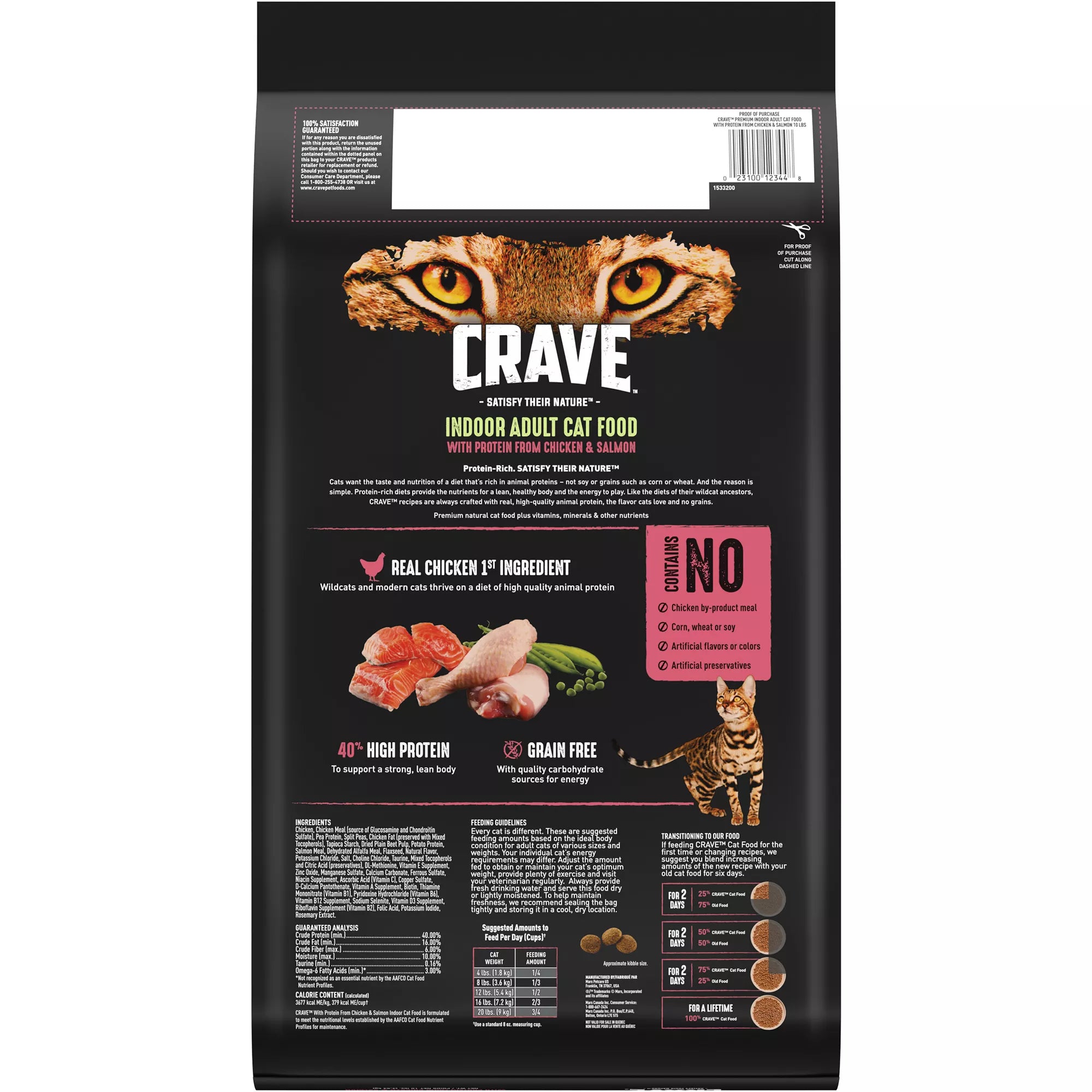 Crave High Protein Indoor Adult Dry Cat Food - Grain-Free Pet Food, Chicken & Salmon