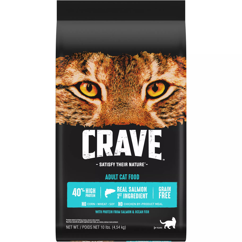 Crave High Protein Adult Dry Cat Food - Grain-Free Pet Food, Salmon & Ocean Whitefish