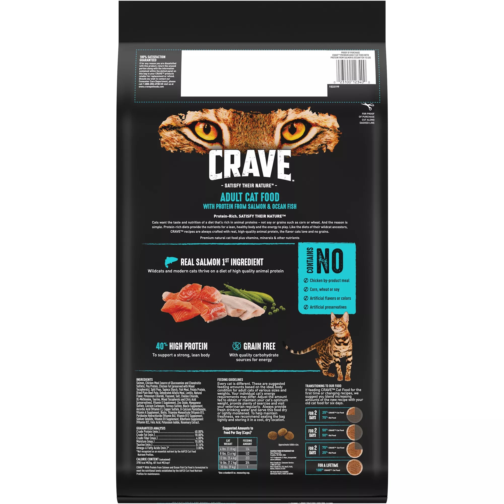 Crave High Protein Adult Dry Cat Food - Grain-Free Pet Food, Salmon & Ocean Whitefish