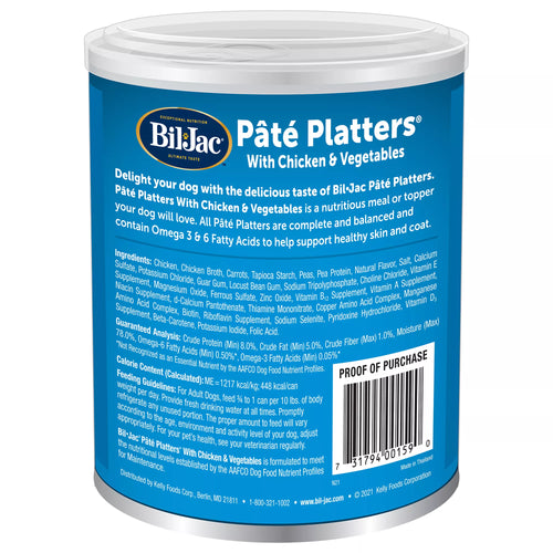 Bil-Jac Pate Platters Adult Wet Dog Food - Grain-Free Pet Food, Gluten Free, 13 Oz.