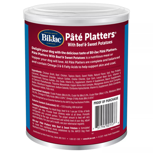Bil-Jac Pate Platters Adult Wet Dog Food - Grain-Free Pet Food, Gluten Free, 13 Oz.