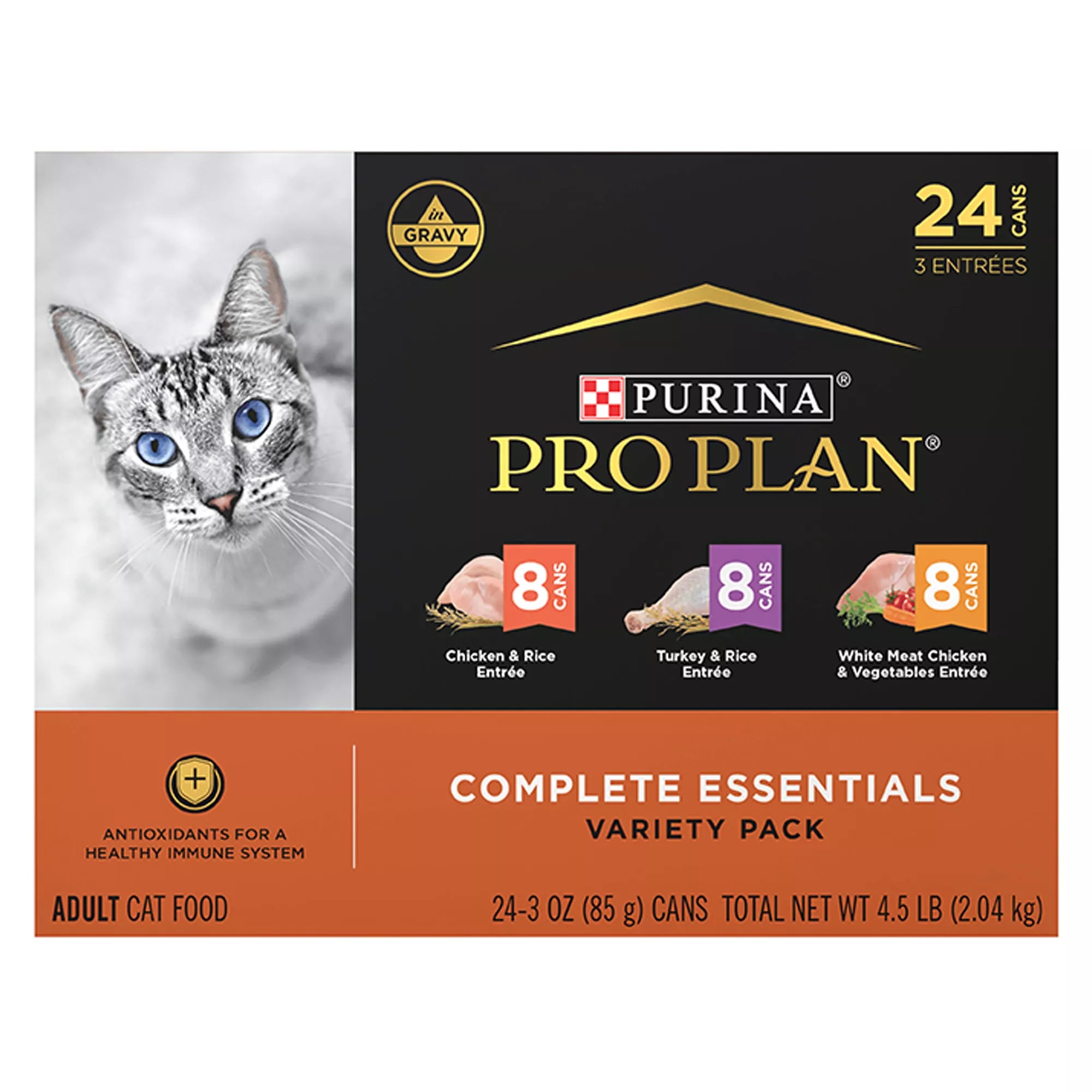 Purina Pro Plan Complete Essentials Wet Cat Food - Adult - Pet Food Variety Pack, 24 CT, 72 OZ