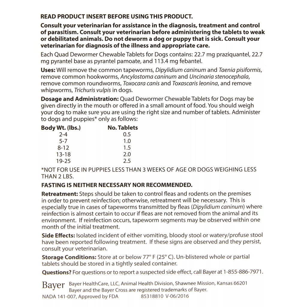 Elanco Quad Dewormer Chewable Tablets for Small Dogs