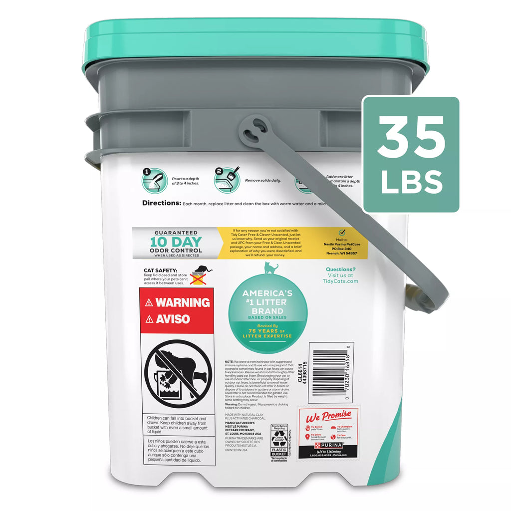 Purina Tidy Cats Free & Clean Multi-Cat Clumping Cat Litter - Unscented Pet Litter, Low Dust Litter
