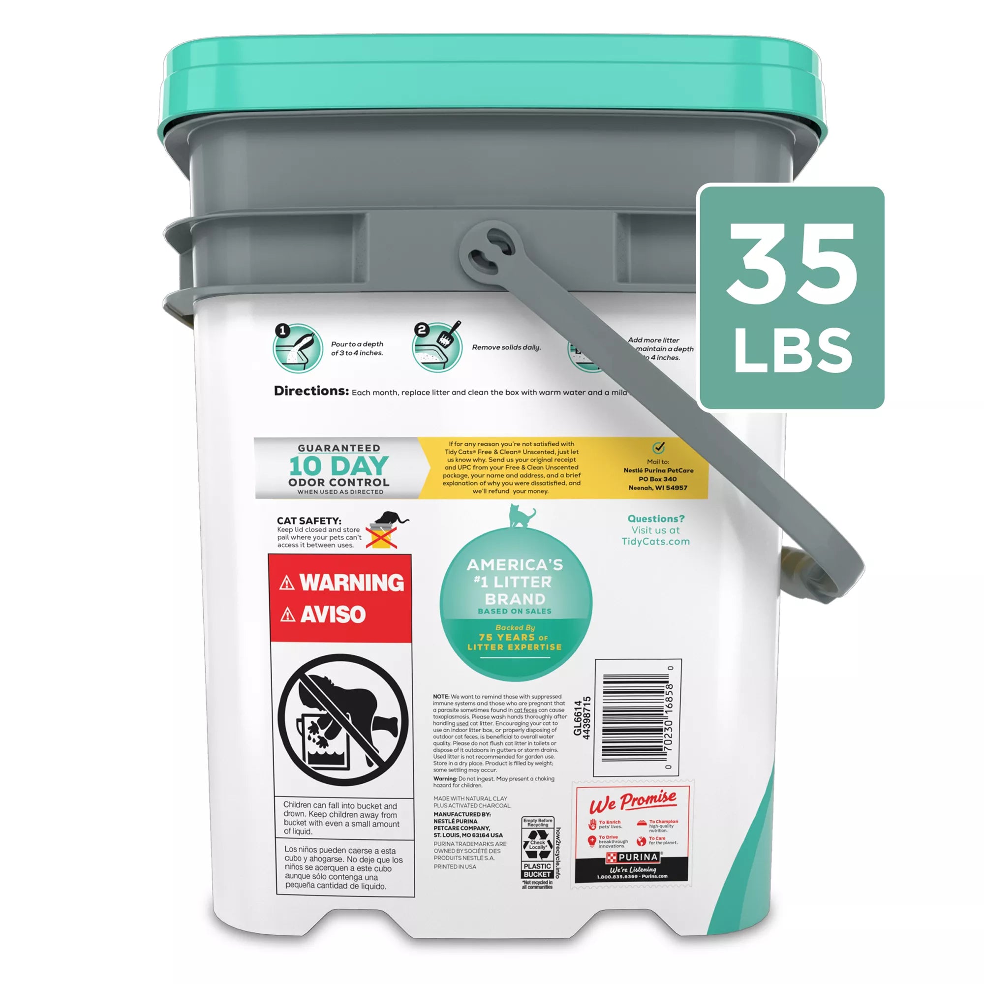 Purina Tidy Cats Free & Clean Multi-Cat Clumping Cat Litter - Unscented Pet Litter, Low Dust Litter