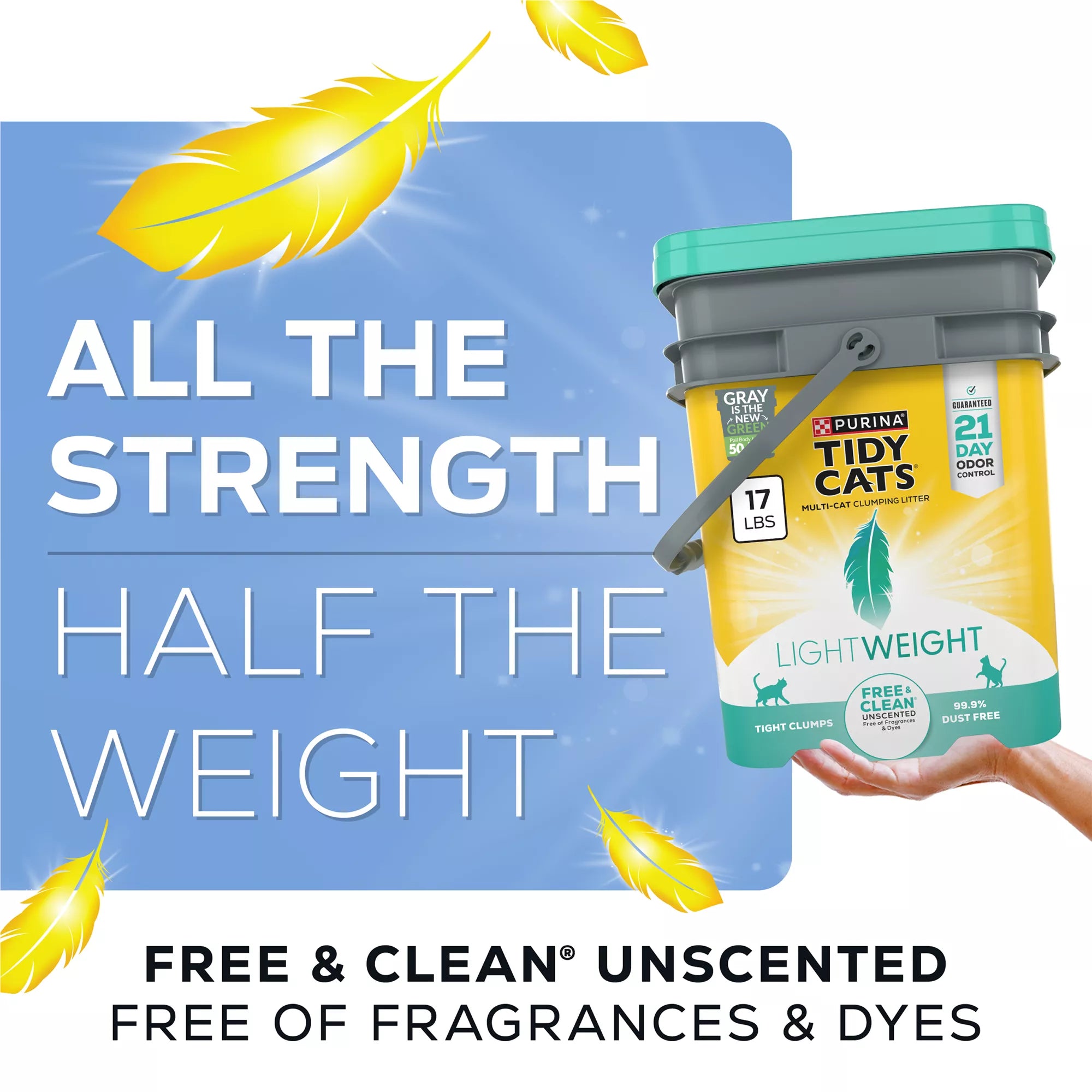 Purina Tidy Cats Free & Clean Multi-Cat Clumping Cat Litter - Unscented Pet Litter, Lightweight