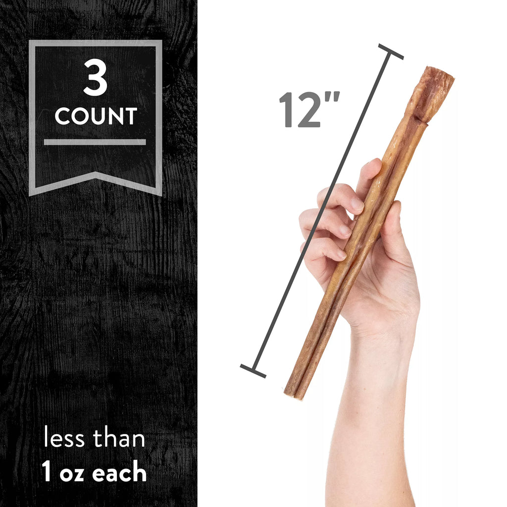 Dentley's Nature's Chews 12" Bully Stick Dog Chew - 3 Count