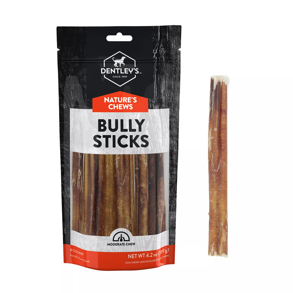 Dentley's 6" Bully Stick Dog Chew - 8 Count