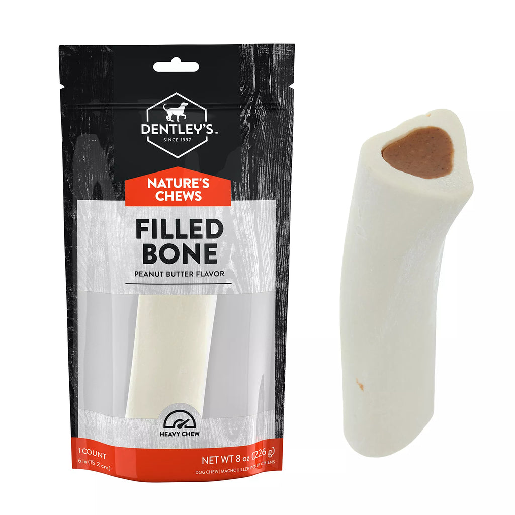 Dentley's Medium Filled Femur Bone Dog Chew - Peanut Butter