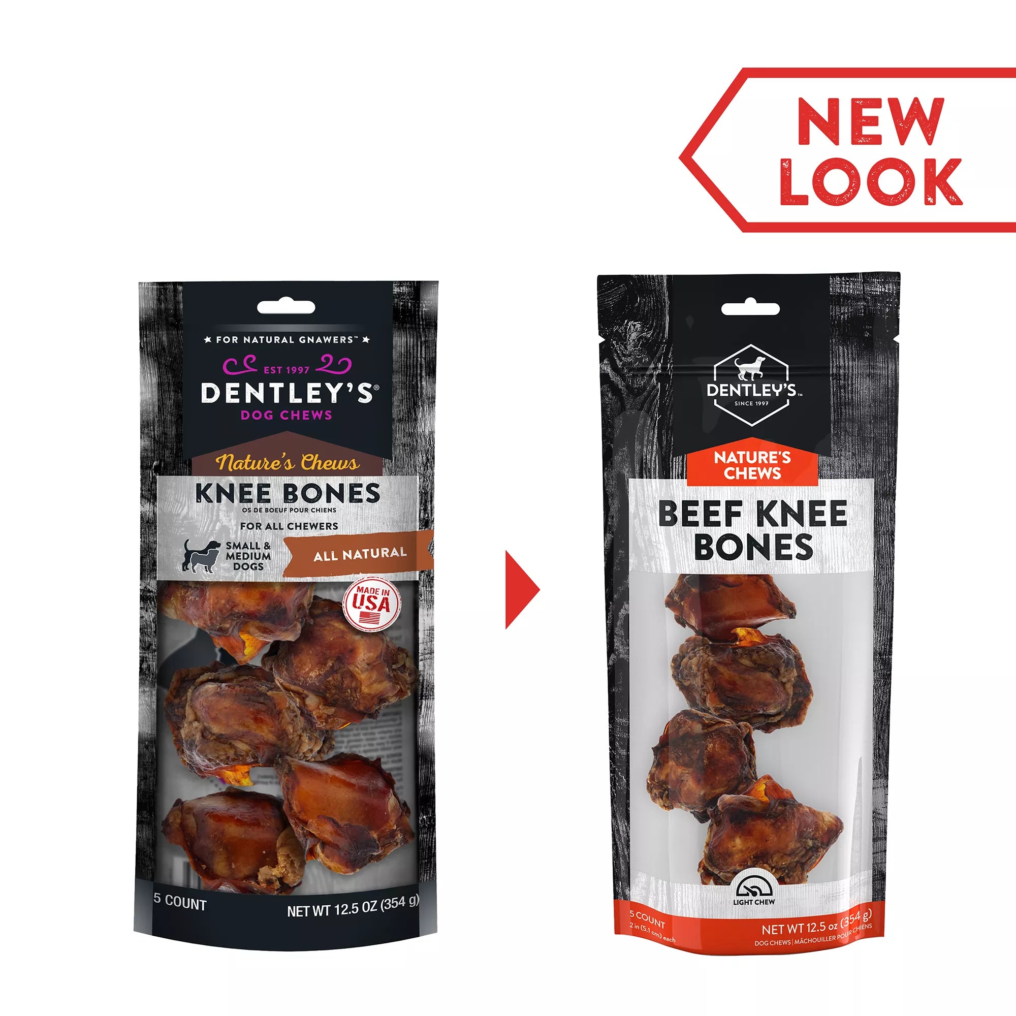 Dentley's Nature's Chews Beef Knee Bone Dog Chew