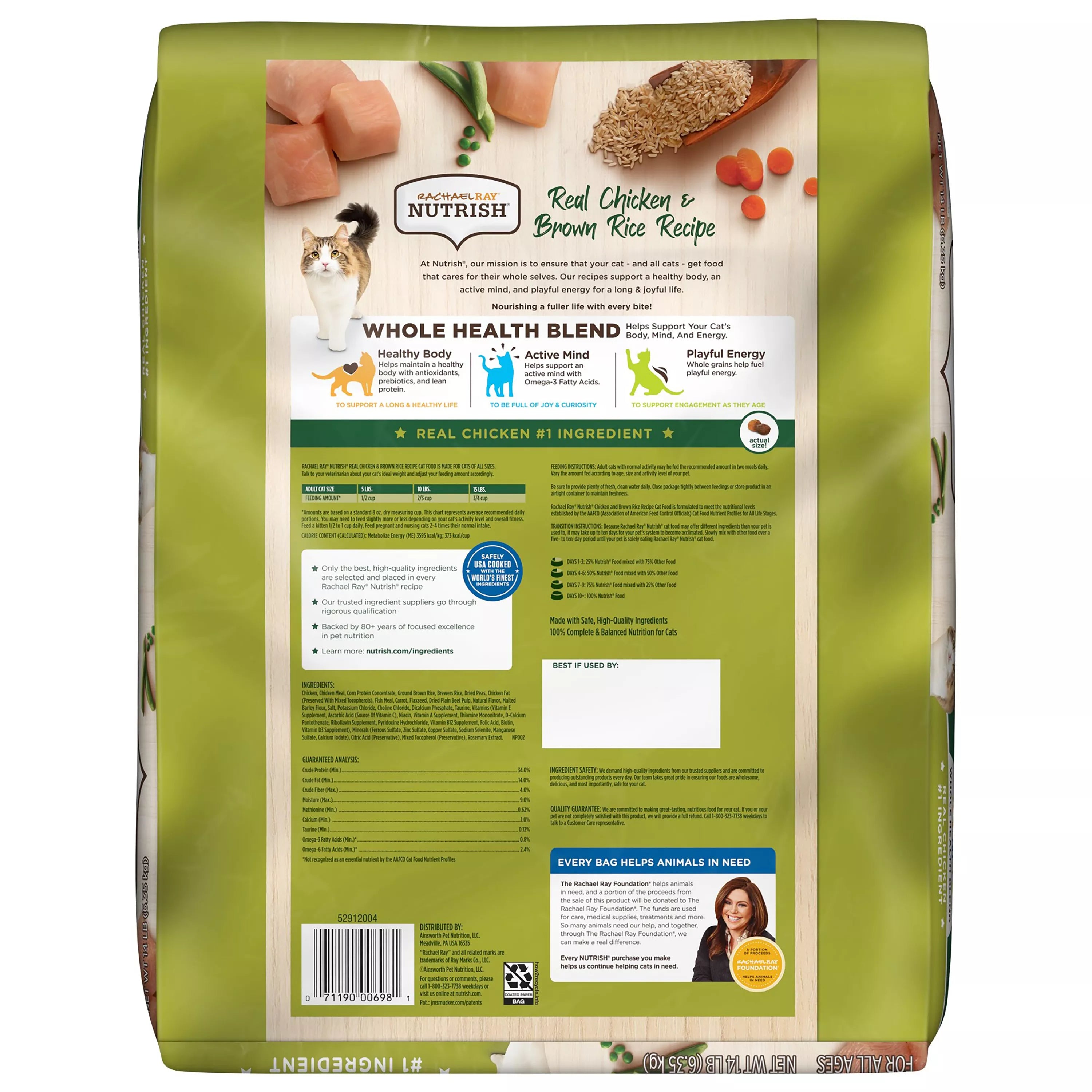 Rachael Ray Nutrish Dry Cat Food All Ages - Chicken, Brown Rice