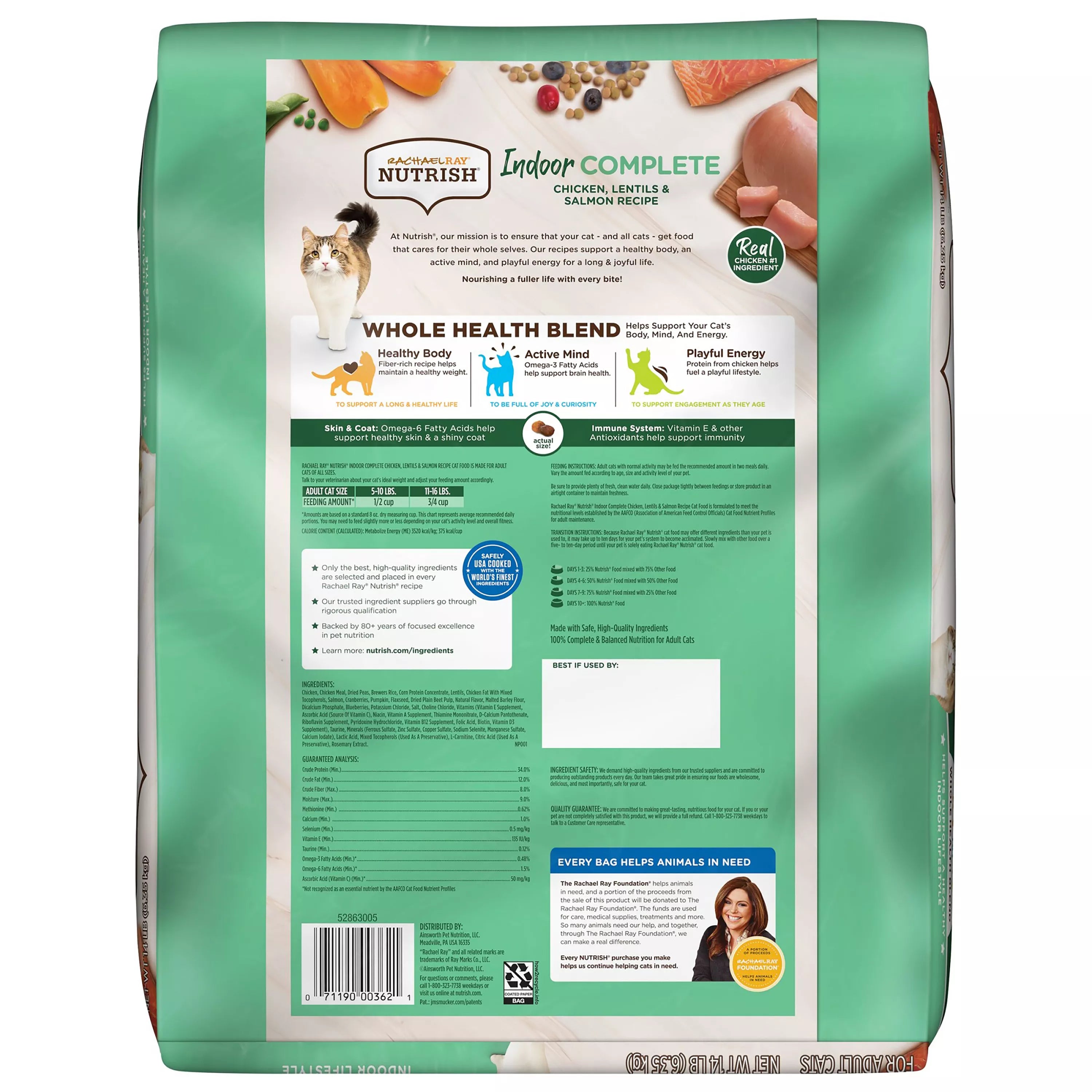 Rachael Ray Nutrish Dry Cat Food Adult - Chicken, Lentils, Salmon
