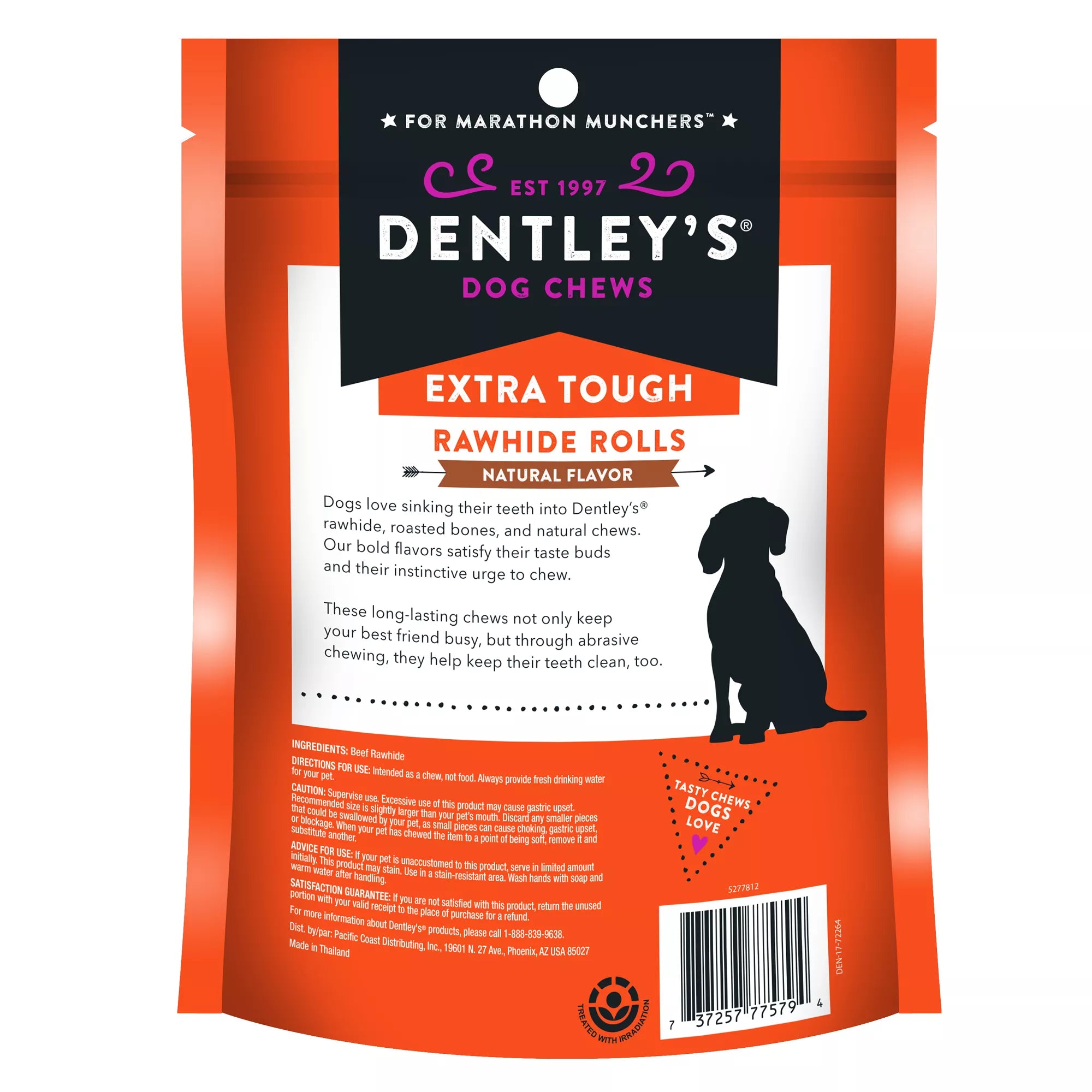 Dentley's Extra Tough 5" Rawhide Rolls Dog Chew - 20 Count