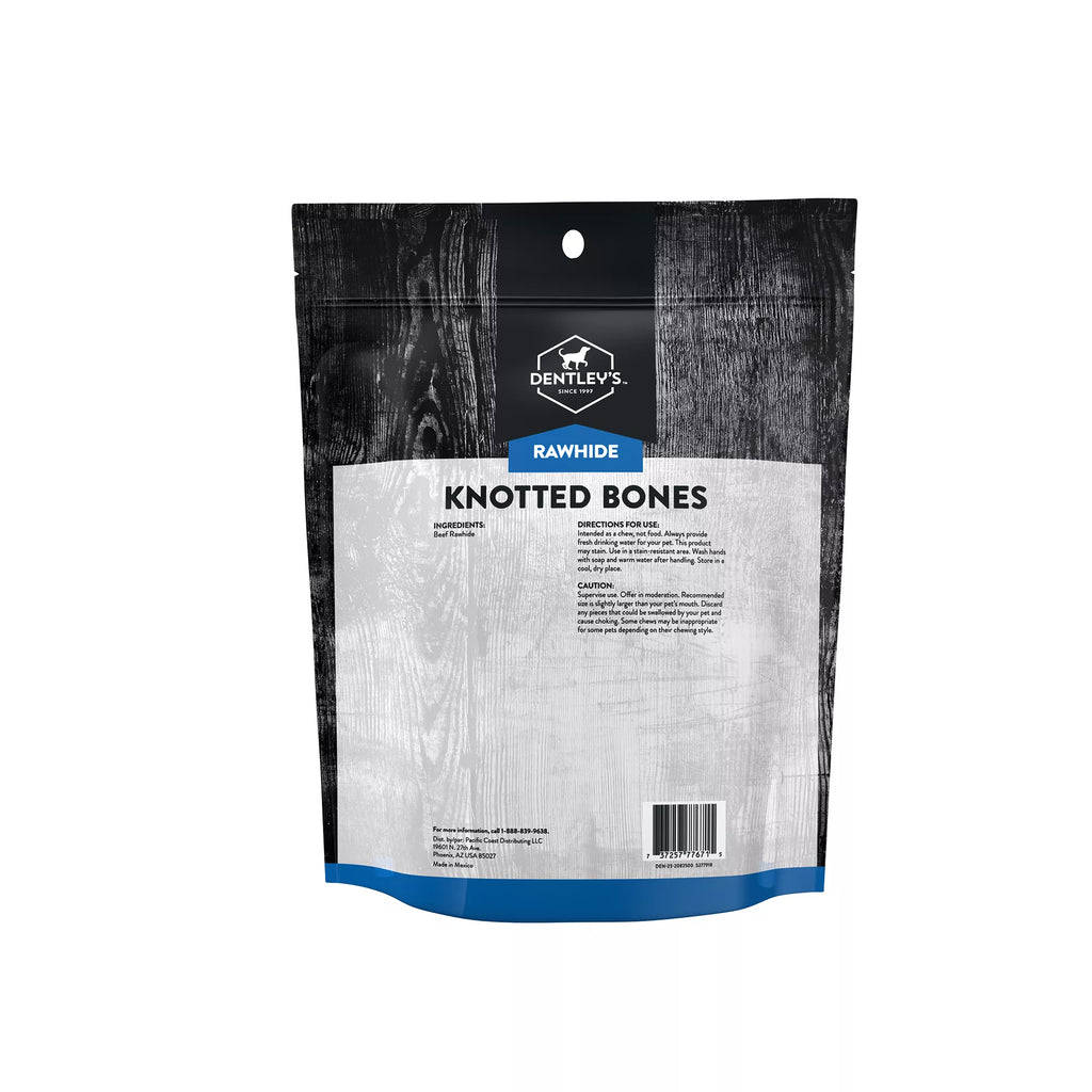 Dentley's Traditional 9" Rawhide Knotted Bones Dog Chew - 4 Count