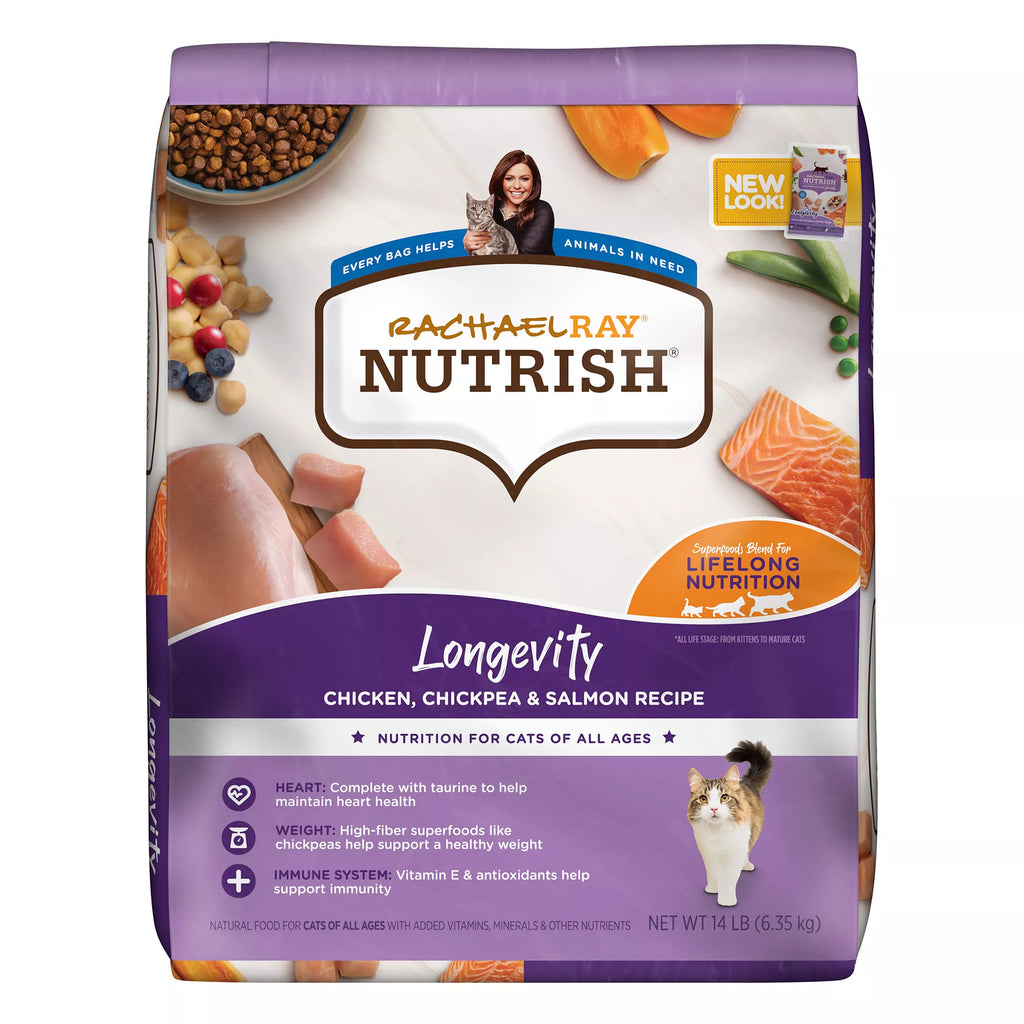 Rachael Ray Nutrish Longevity Dry Cat Food All Ages - Chicken, Chickpeas, Salmon
