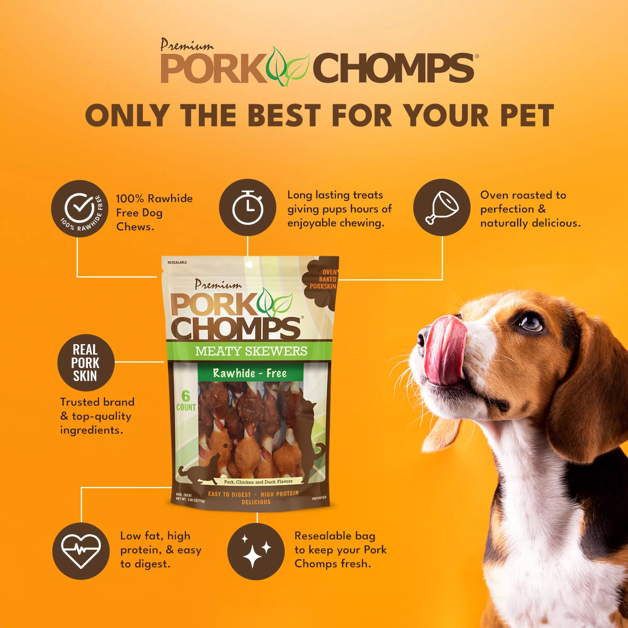 Pork Chomps Rawhide-Free Meaty Skewers Dog Treat