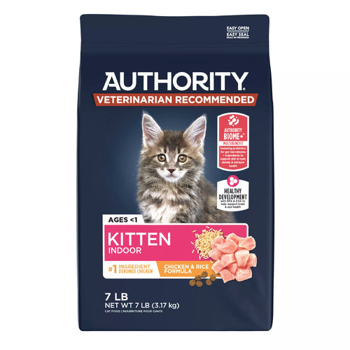 Authority Everyday Health Indoor Kitten Cat Dry Food - Chicken & Rice, With-Grain