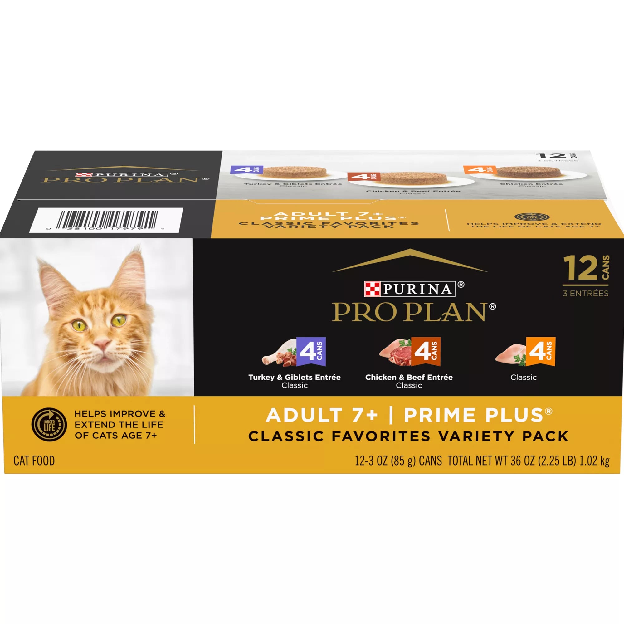 Purina Pro Plan Prime Plus  Senior Wet Cat Food - Grain-Free Pet Food, Pet Food Variety Pack, 12 CT, 36 OZ