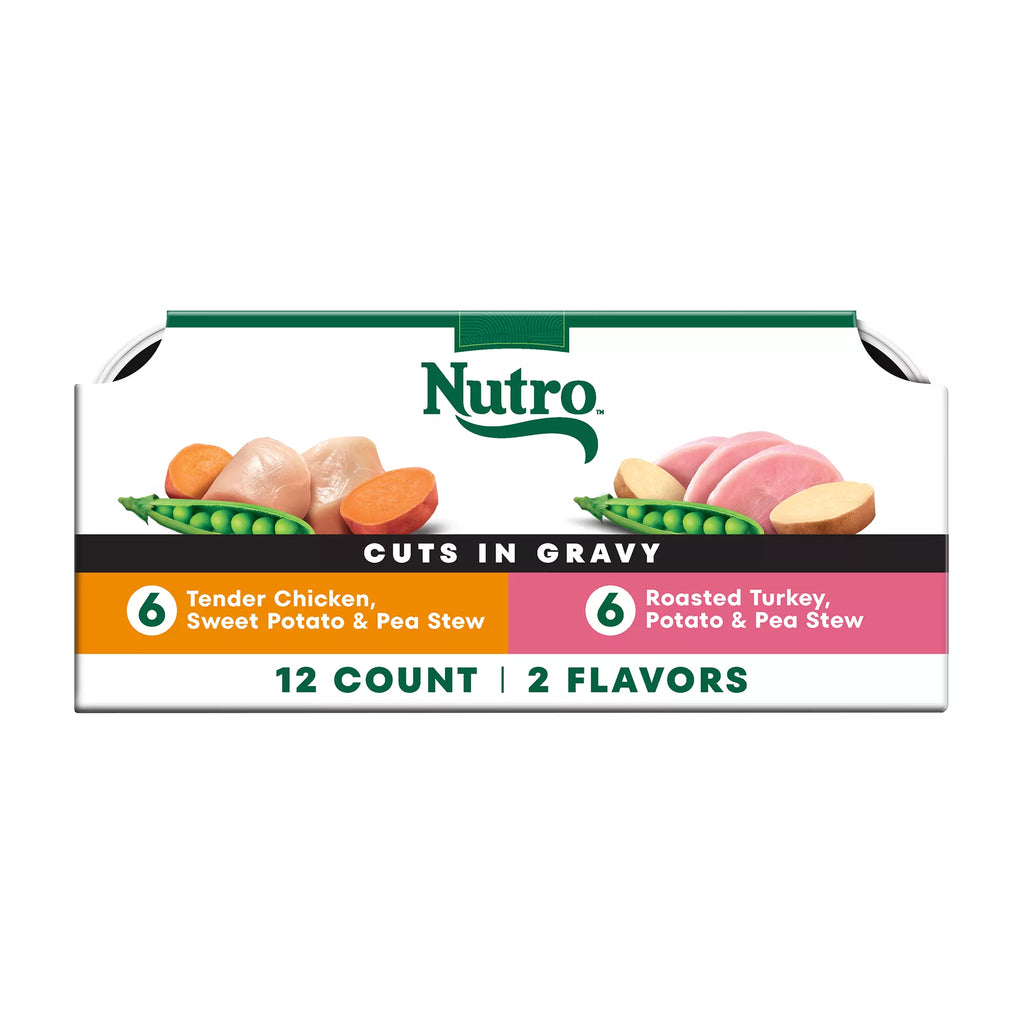Nutro Natural Pet Food Choice Cuts in Wet Pet Food in Gravy Adult Wet Dog Food - Grain-Free Pet Food, Pet Food Variety Pack, 12 Count