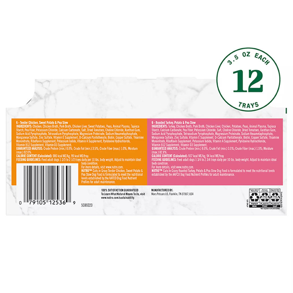 Nutro Natural Pet Food Choice Cuts in Wet Pet Food in Gravy Adult Wet Dog Food - Grain-Free Pet Food, Pet Food Variety Pack, 12 Count