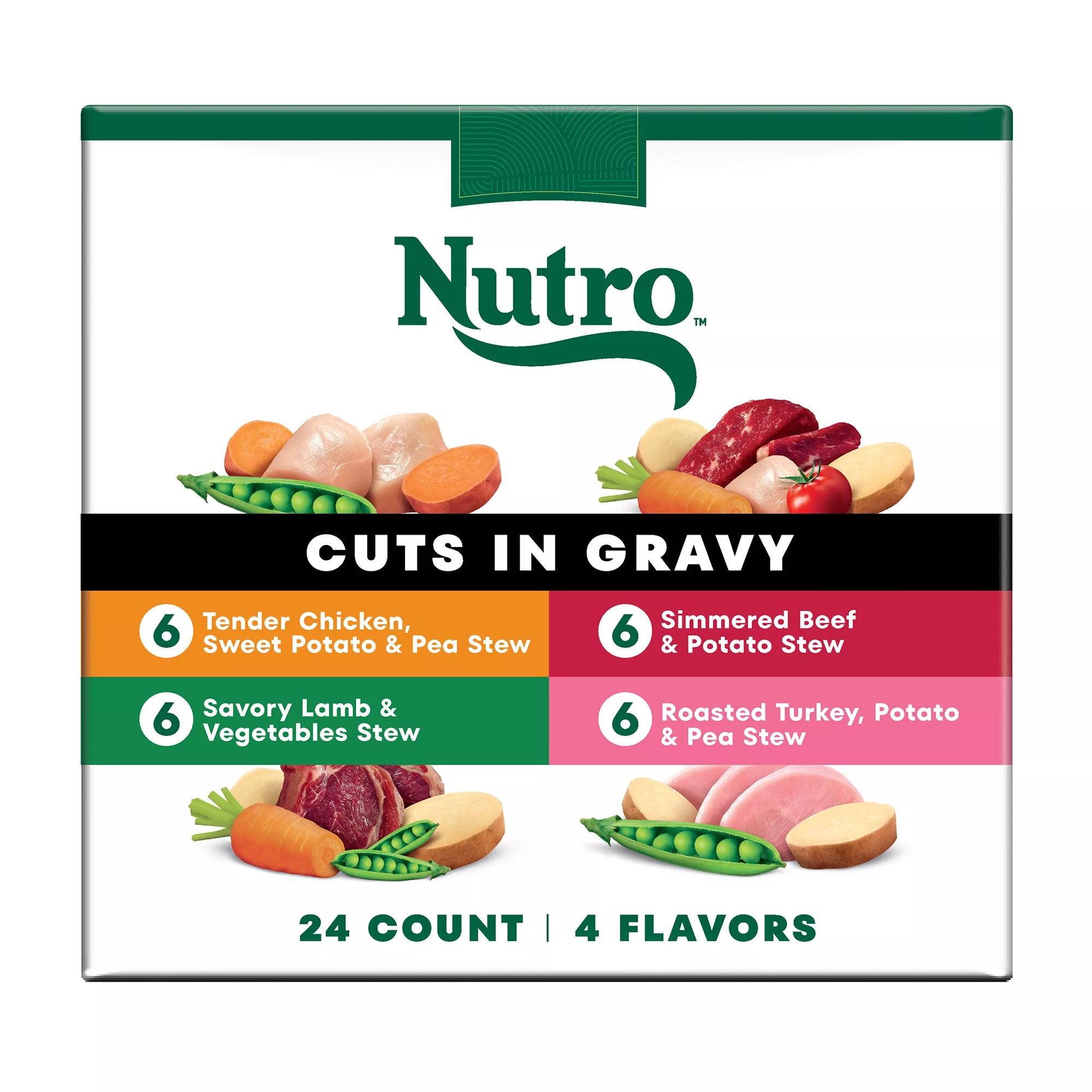 Nutro Natural Pet Food Choice Cuts in Wet Pet Food in Gravy Adult Wet Dog Food - Grain-Free Pet Food, Pet Food Variety Pack, 24 Count