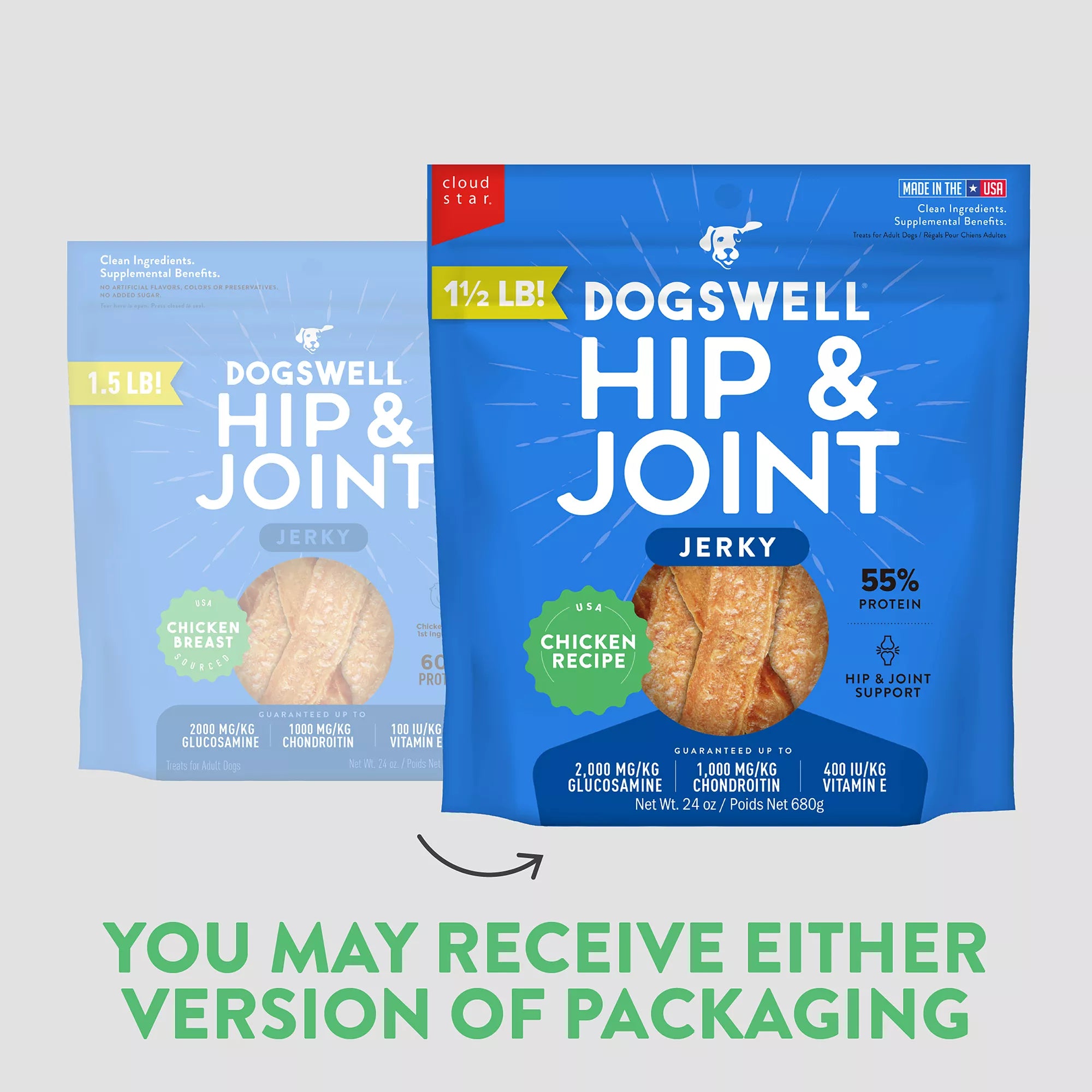 DOGSWELL Hip & Joint Jerky Dog Treat - Chicken, Grain-Free Pet Food