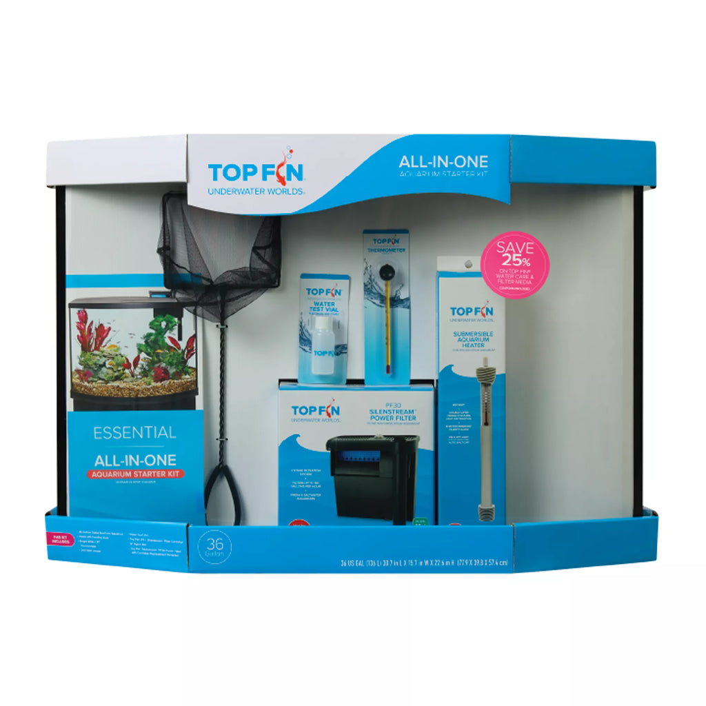 Top Fin Bow Front Aquarium Starter Kit -  36 Gallon