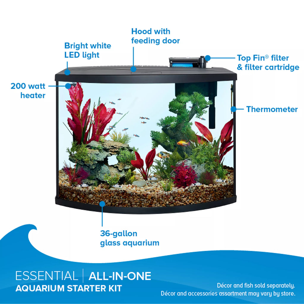 Top Fin Bow Front Aquarium Starter Kit -  36 Gallon