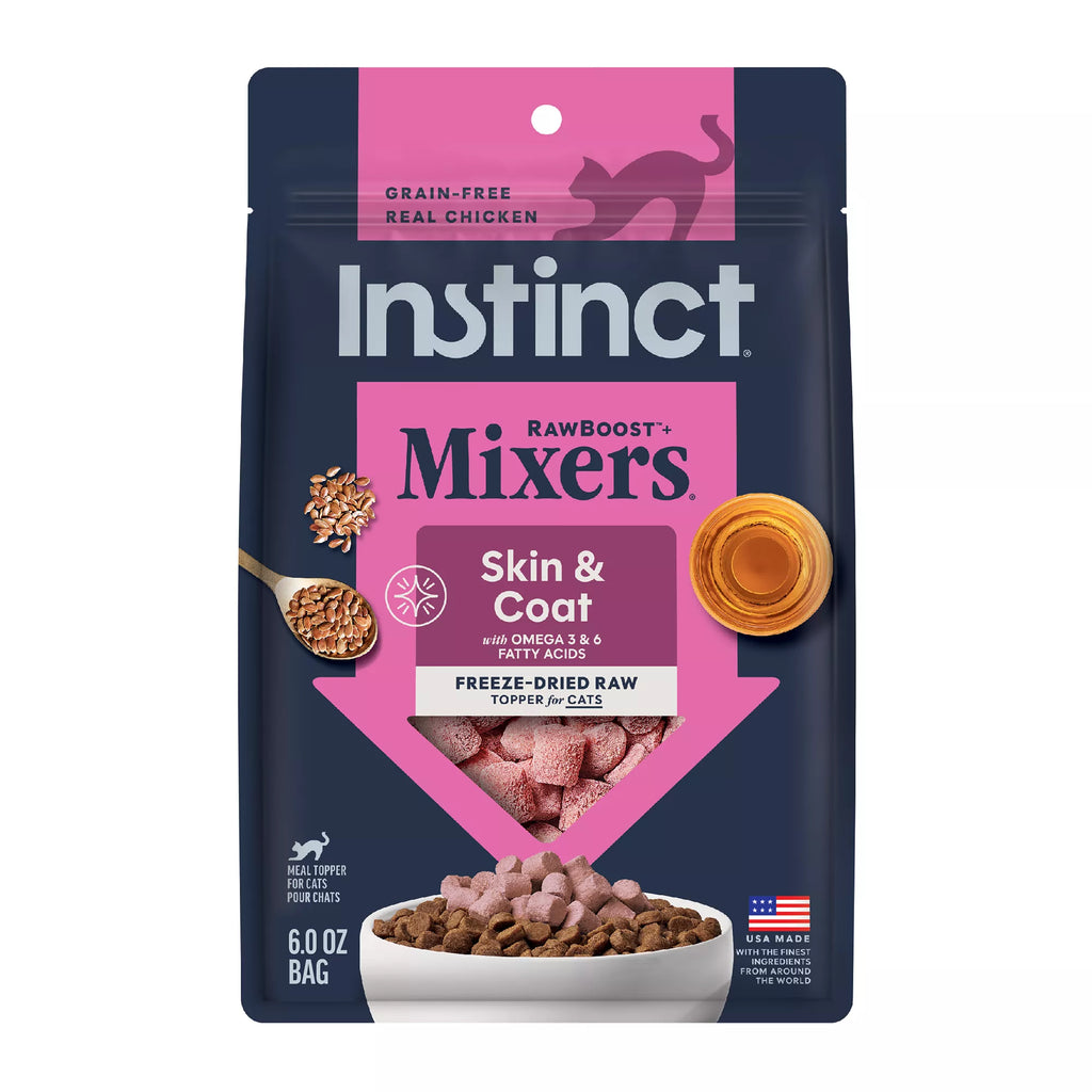 Instinct RawBoost Mixers Skin & Coat Health Cat Food Topper - Natural Pet Food, Grain-Free Pet Food, Freeze Dried