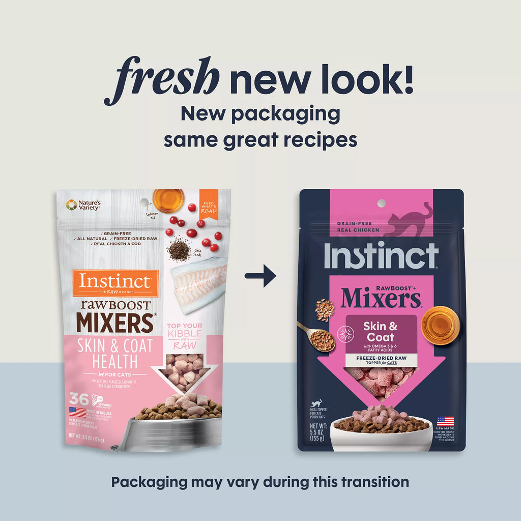 Instinct RawBoost Mixers Skin & Coat Health Cat Food Topper - Natural Pet Food, Grain-Free Pet Food, Freeze Dried