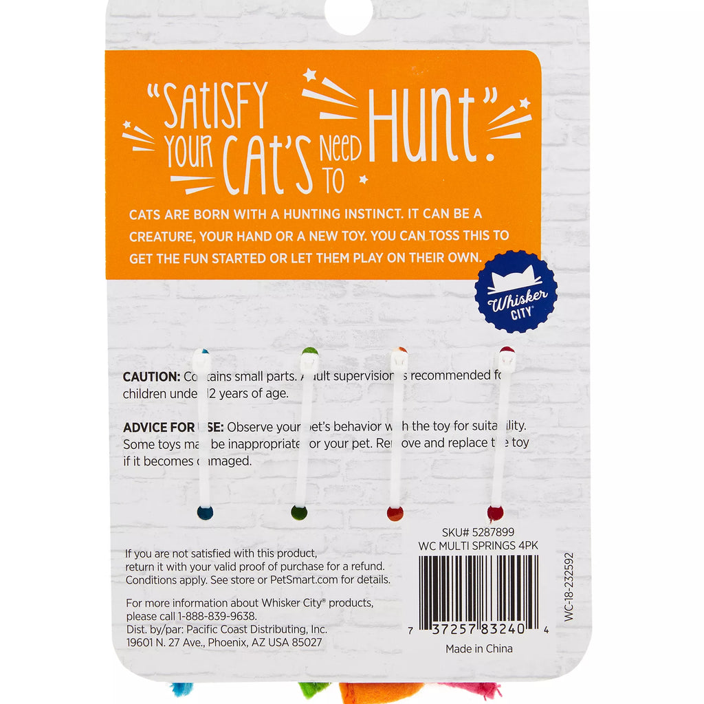 Whisker City Spring Toys Cat Toys - 4 Pack