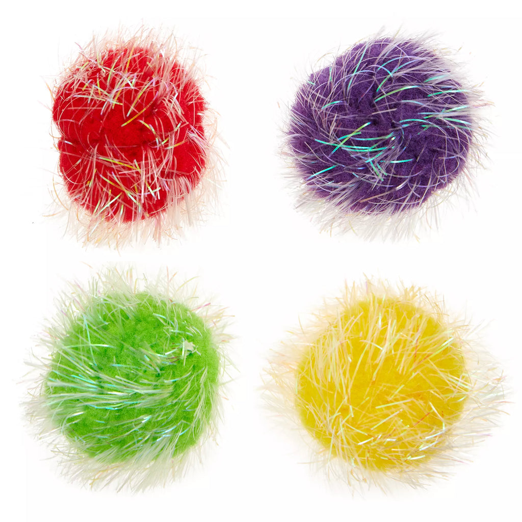 Whisker City Tinsel Balls Cat Toys - 4 Pack (COLOR VARIES)
