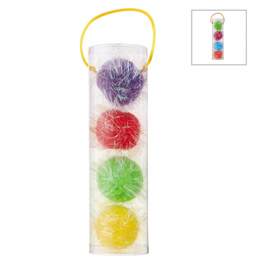 Whisker City Tinsel Balls Cat Toys - 4 Pack (COLOR VARIES)
