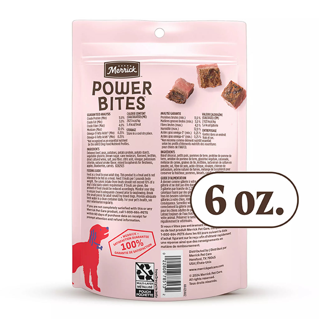 Merrick Power Bites Adult Dog Treats - Real Texas Beef, Corn Free, Gluten Free