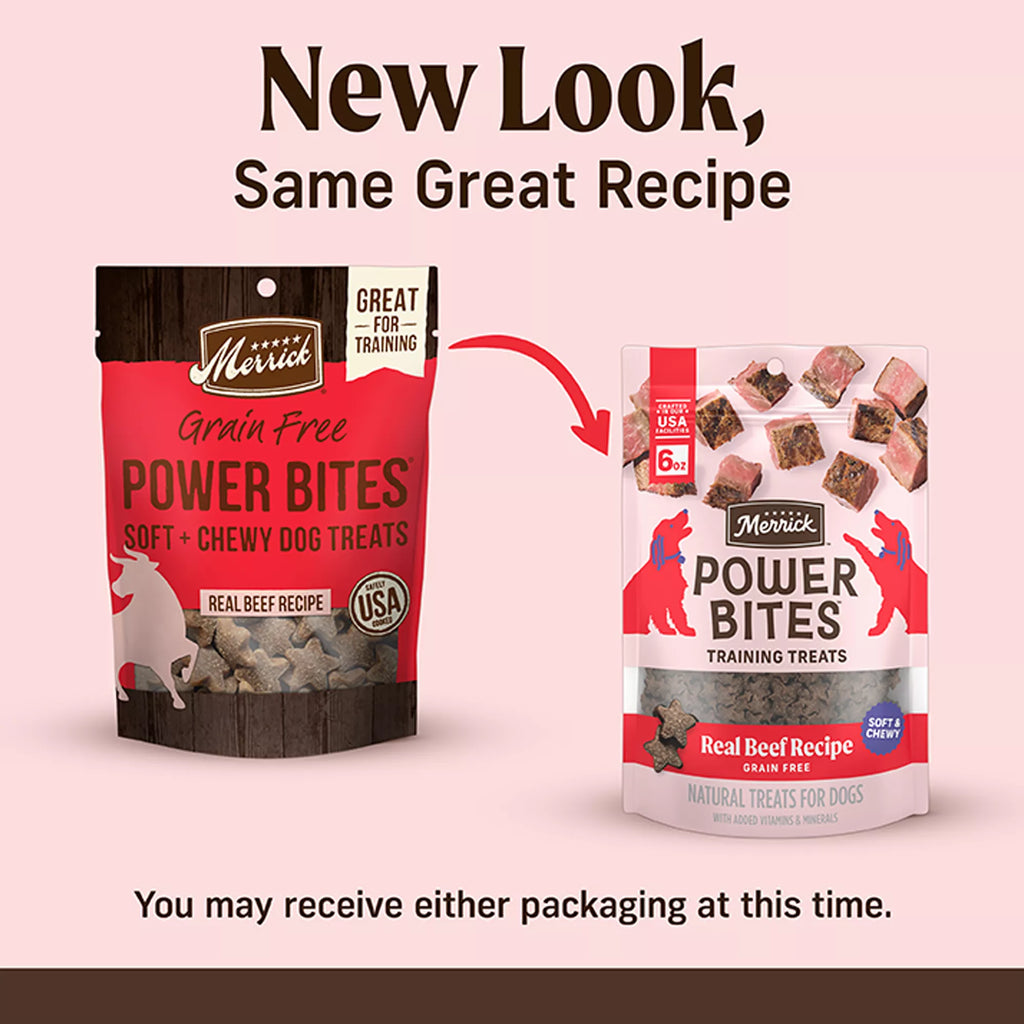 Merrick Power Bites Adult Dog Treats - Real Texas Beef, Corn Free, Gluten Free