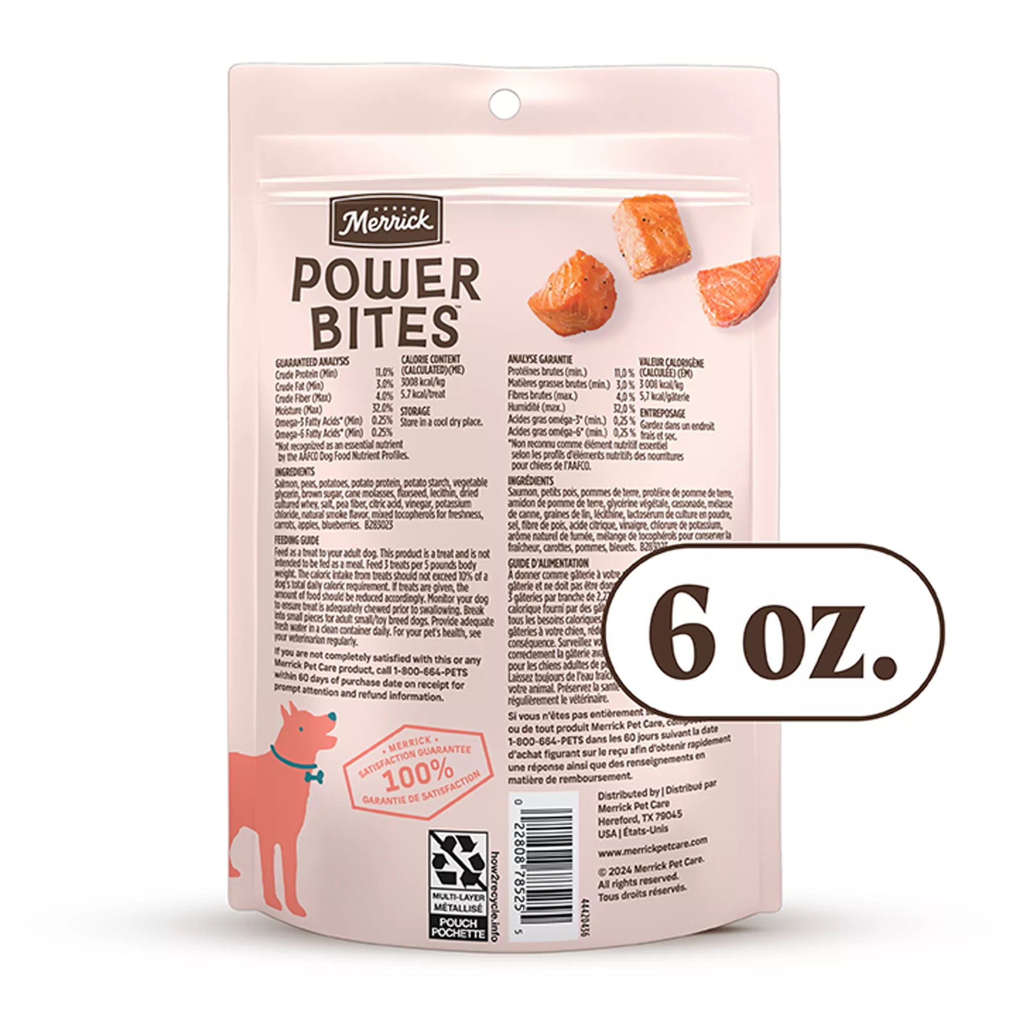 Merrick Power Bites Adult Dog Treats - Salmon, Corn Free, Gluten Free