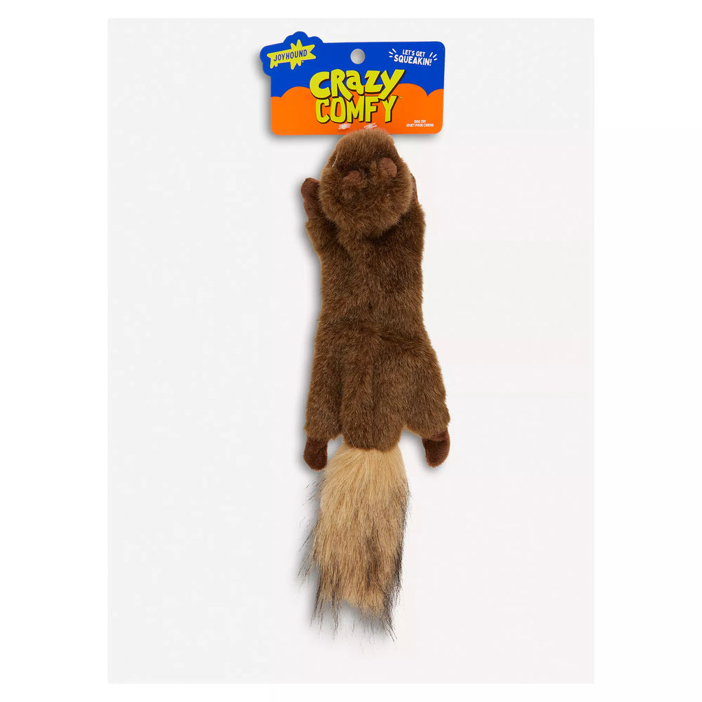 Joyhound Crazy Comfy Realistic Squirrel Flattie Dog Toy - Crinkle, Squeaker