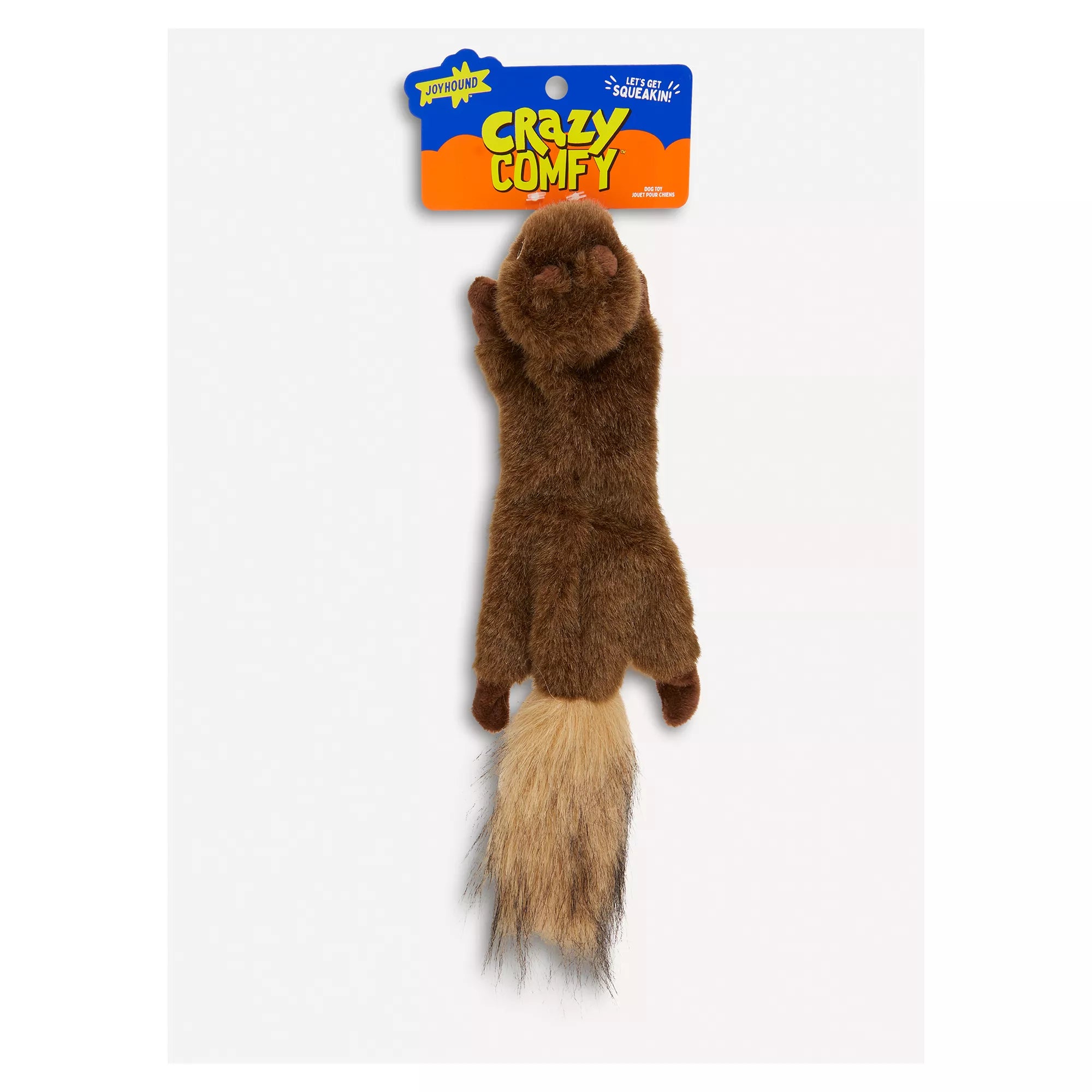 Joyhound Crazy Comfy Realistic Squirrel Flattie Dog Toy - Crinkle, Squeaker