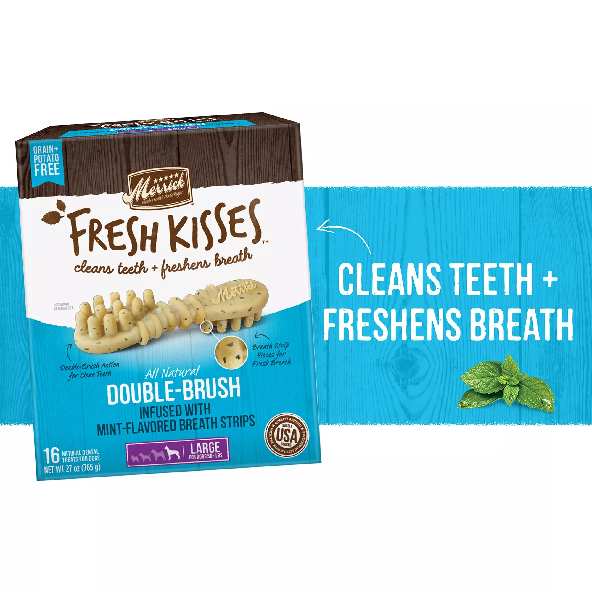 Merrick Fresh Kisses Large Breed Adult Dental Dog Treats - Mint