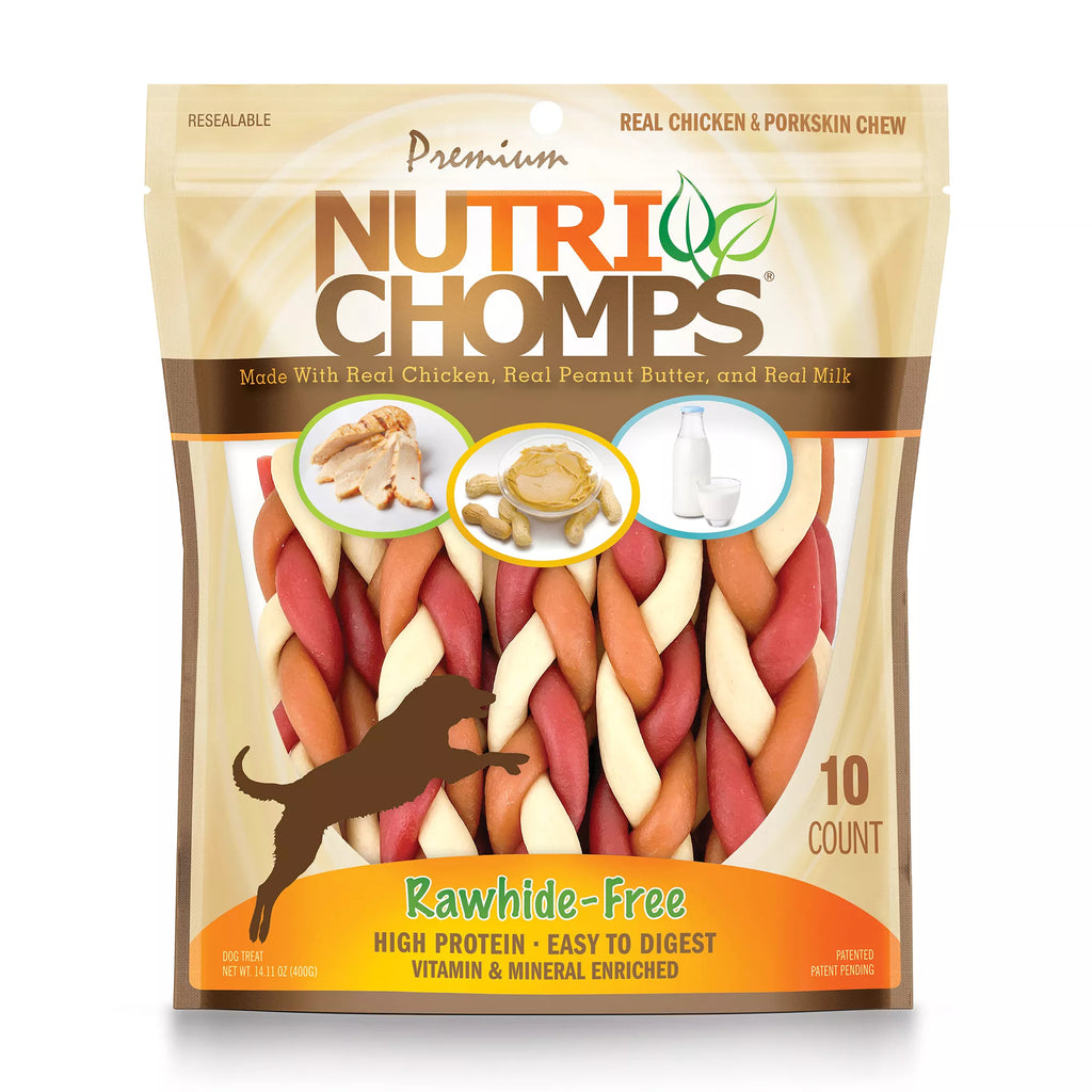 Nutri Chomps Rawhide-Free Braided 6" Dog Treat - 10 Count